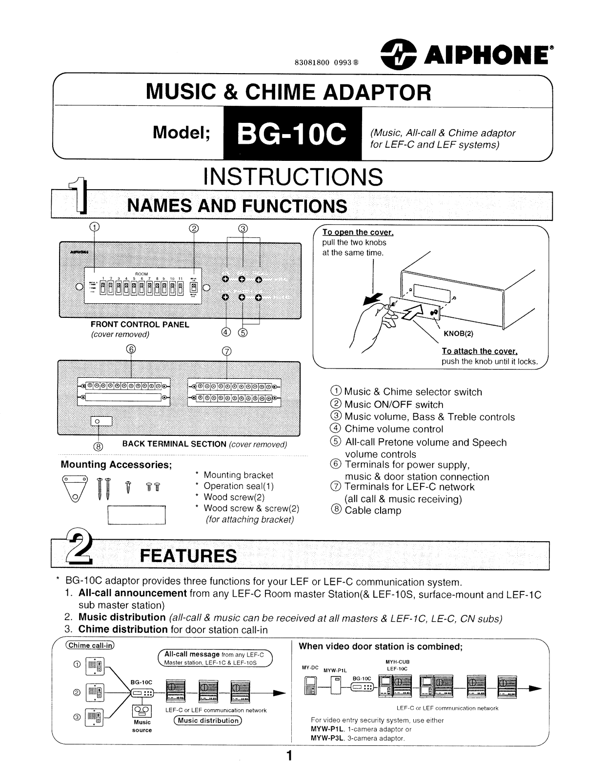 Aiphone BG-10C User Manual