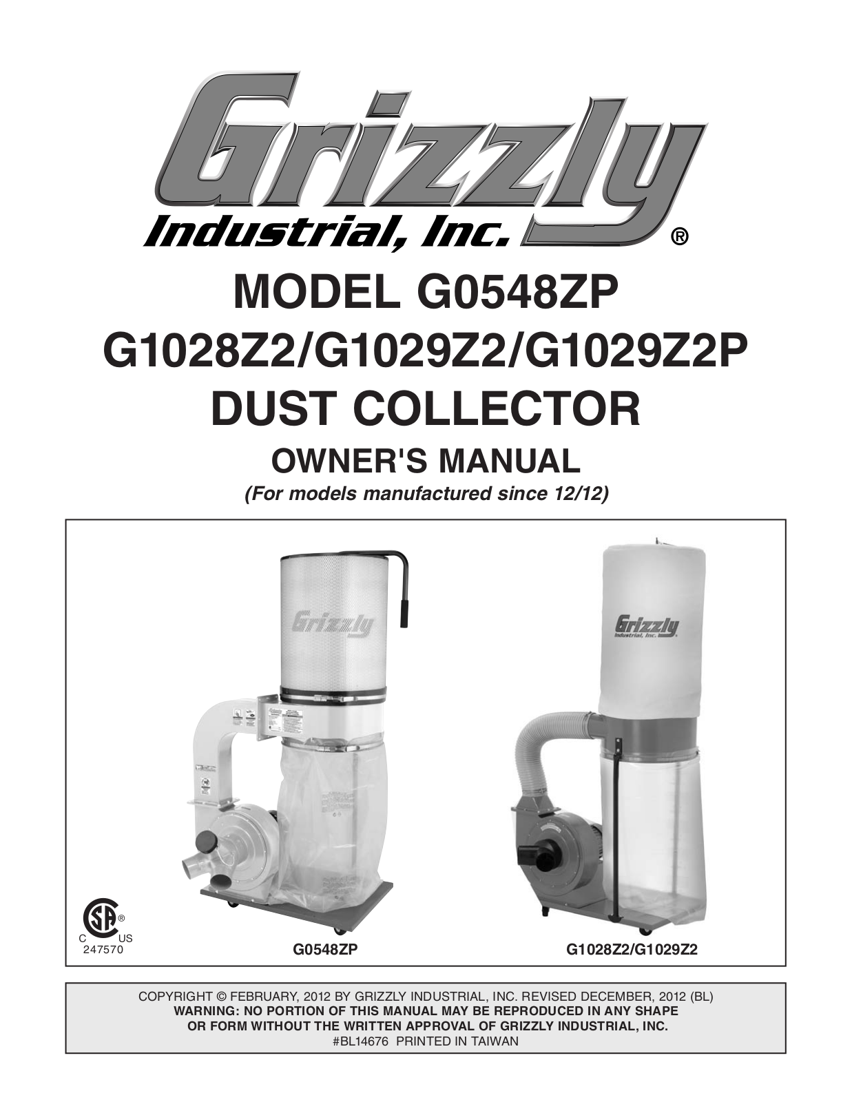 Grizzly G1029Z2P User Manual