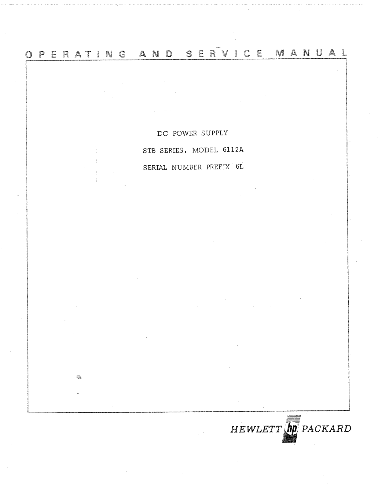 HP (Hewlett-Packard) 6112A User Manual