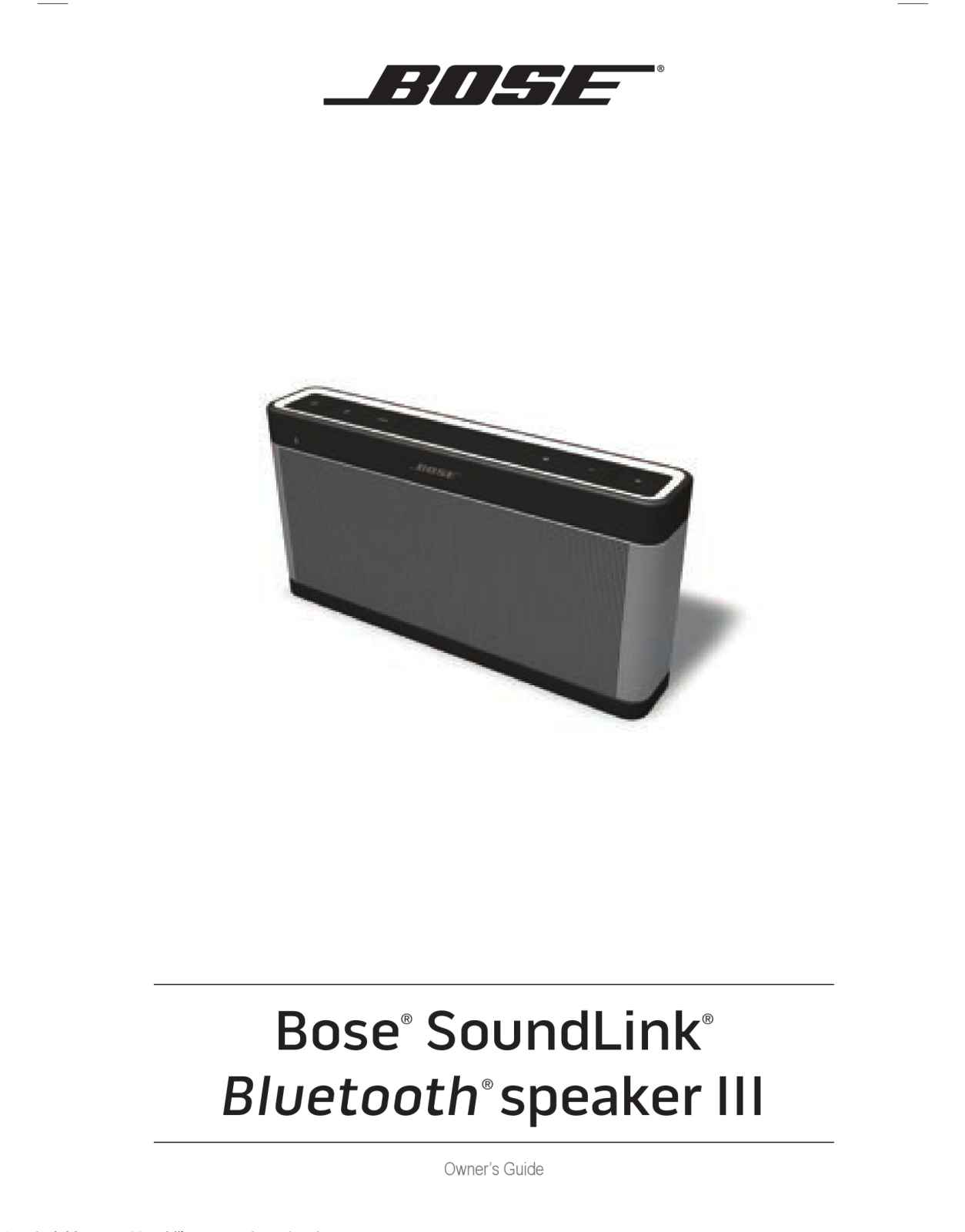 Bose SoundLink Bluetooth III Owner's Manual