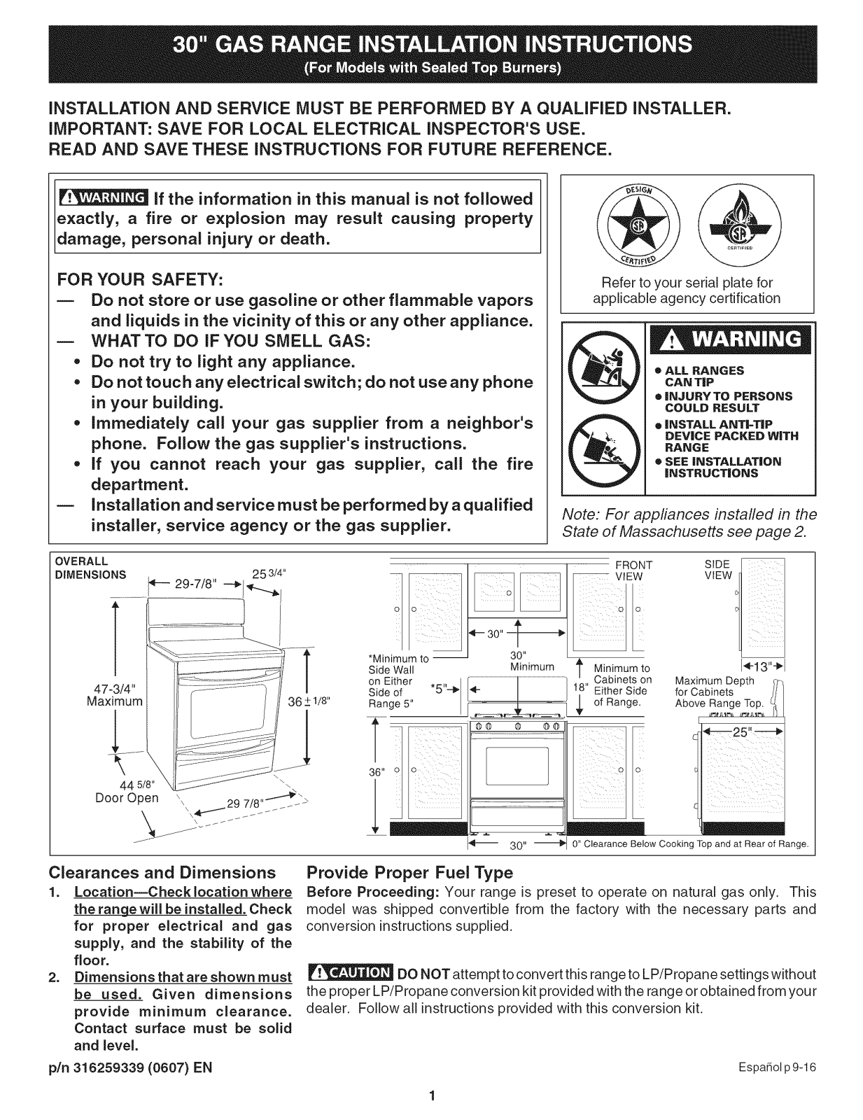 Kenmore Elite 79079449600, 79079443601, 79079443602, 79079443600, 79079442601 Installation Guide - ManualMachine.com