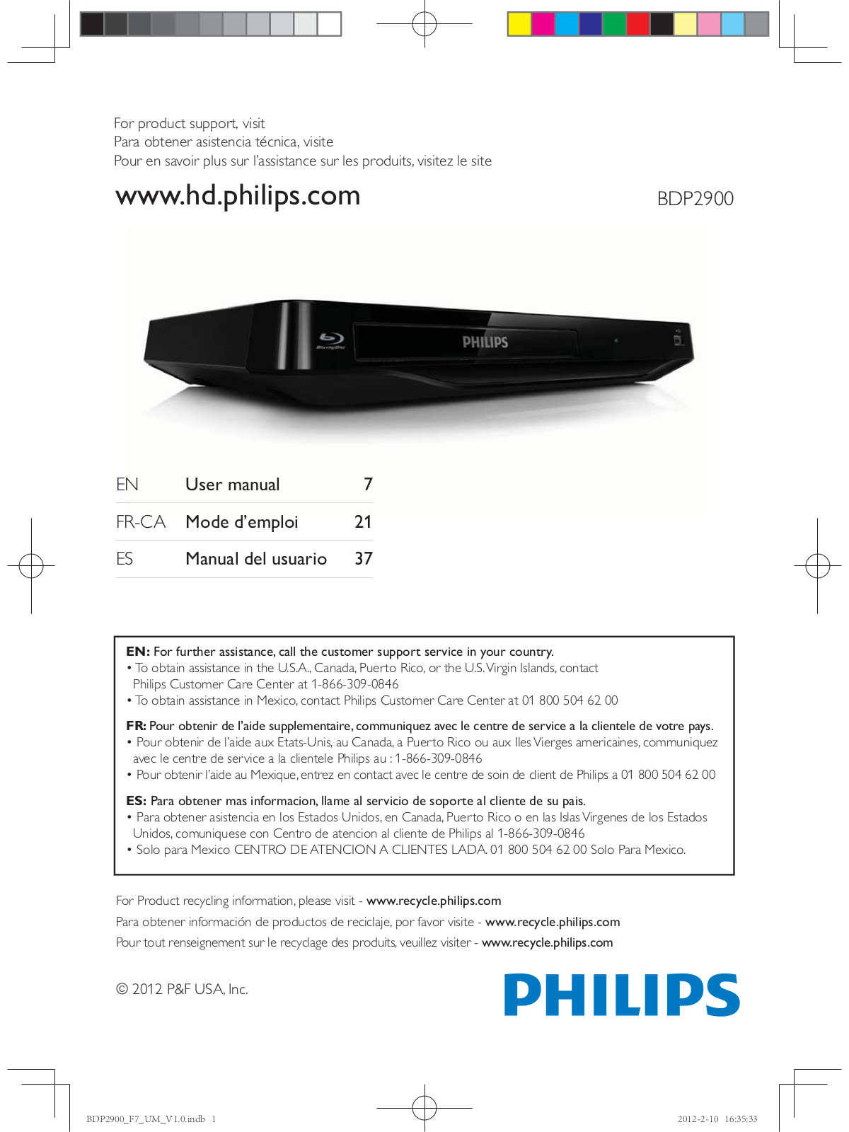 PHILIPS BDP2900, BDP2980 User Manual