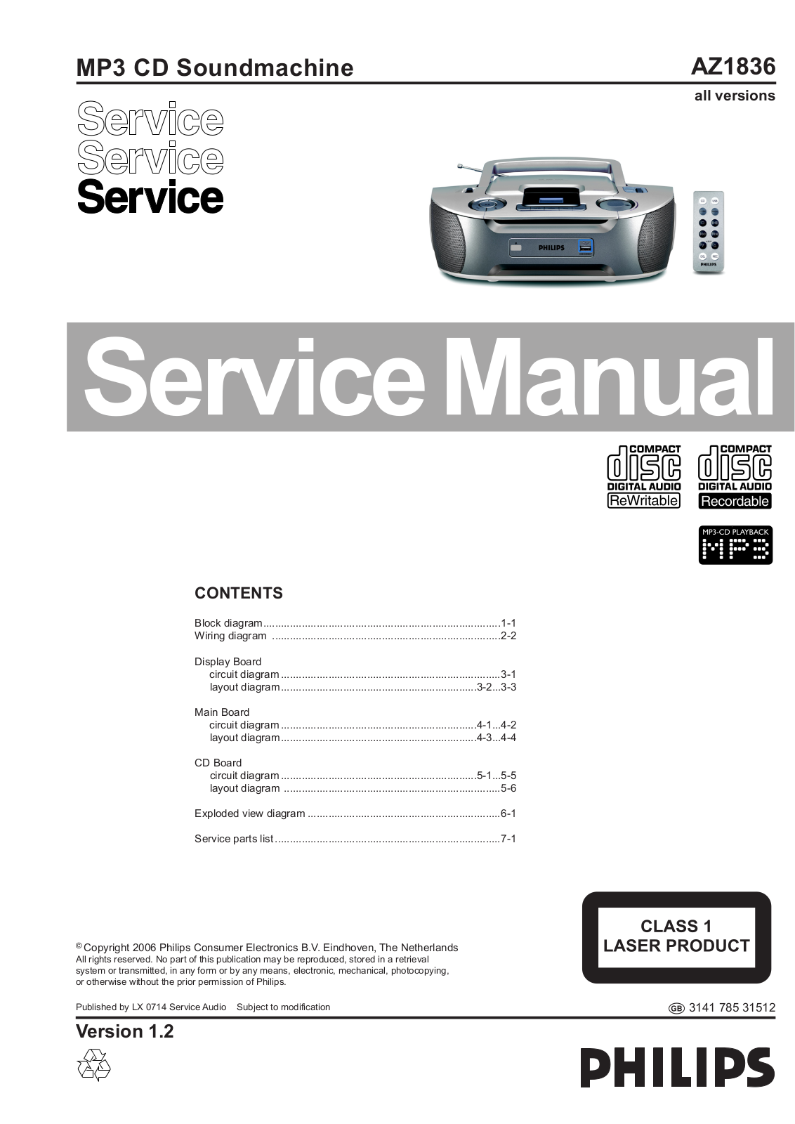 Philips AZ-1836 Service Manual