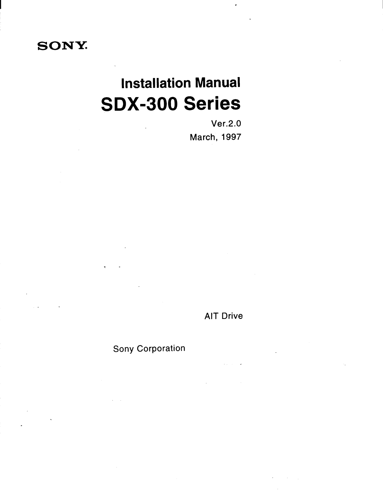 Sony SDX300 User Manual