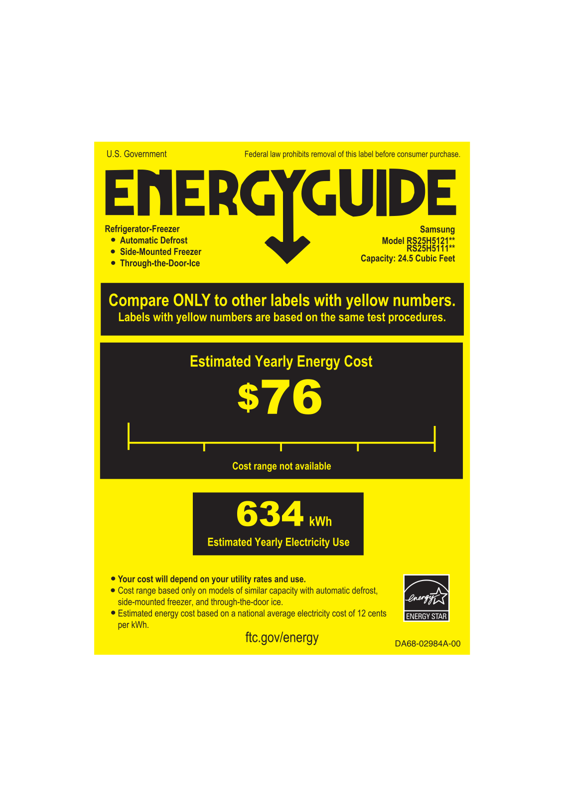 Samsung RS25H5111SG Energy manual