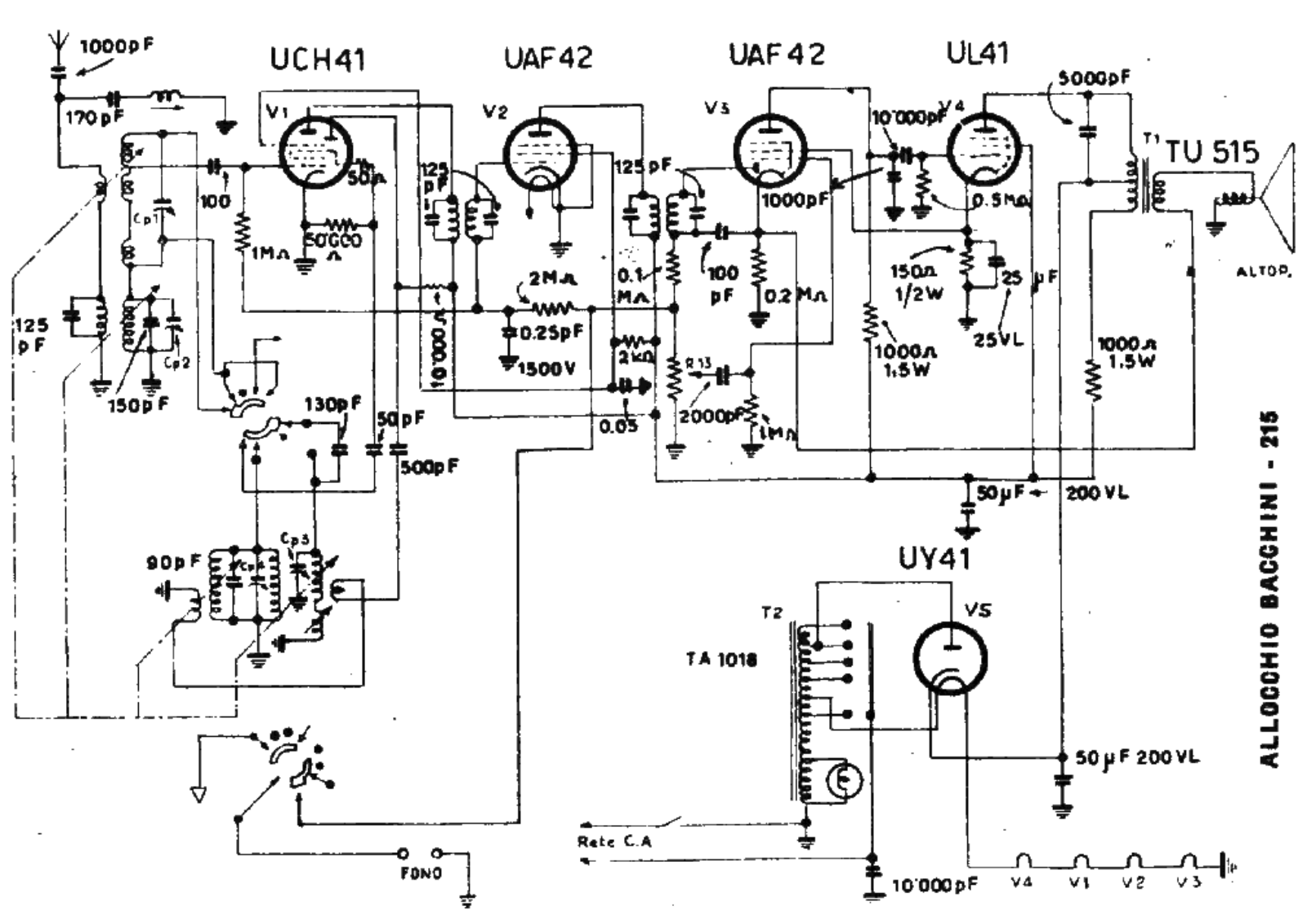 Allocchio Bacchini 215 schematic