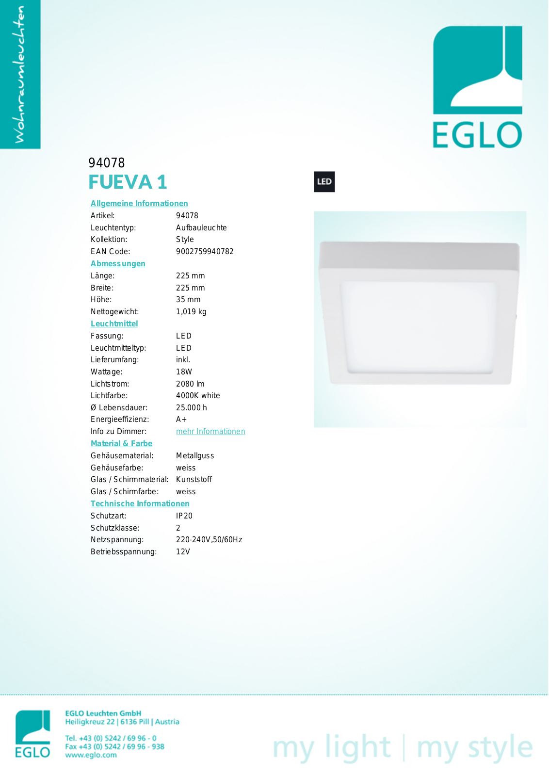 Eglo 94078 Service Manual