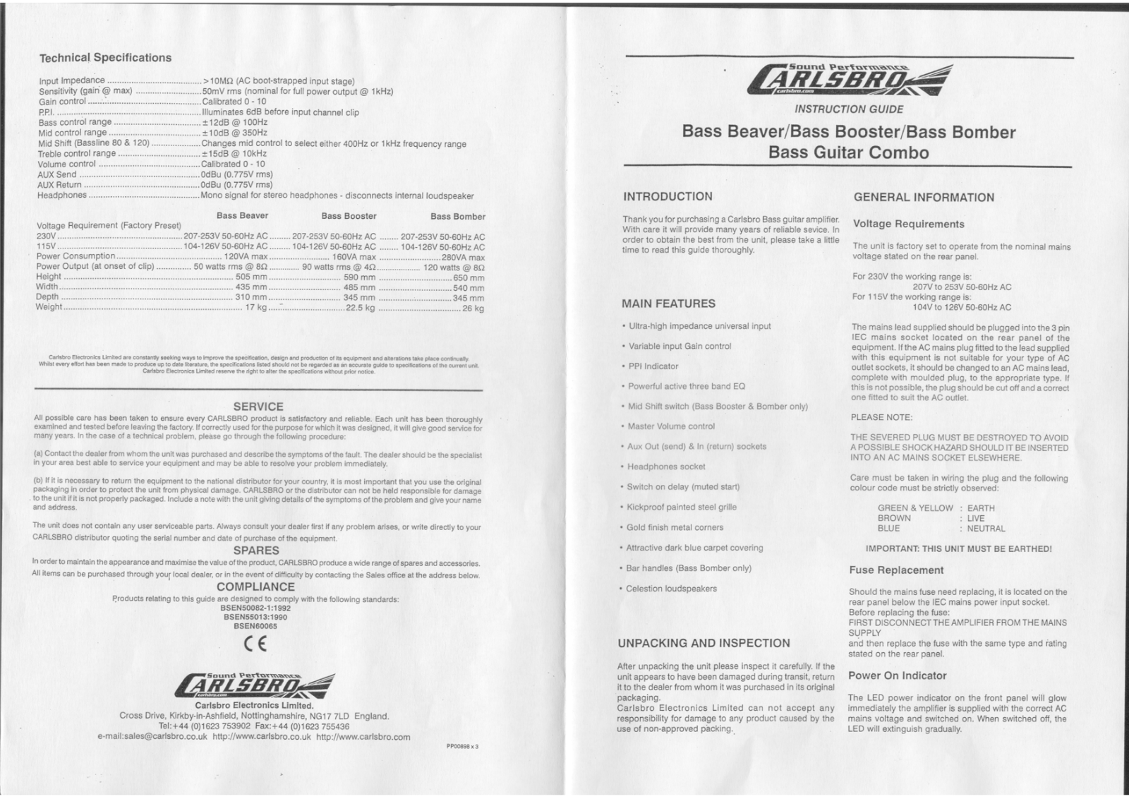 Carlsbro BASS BEAVER SIDE 01 User Manual