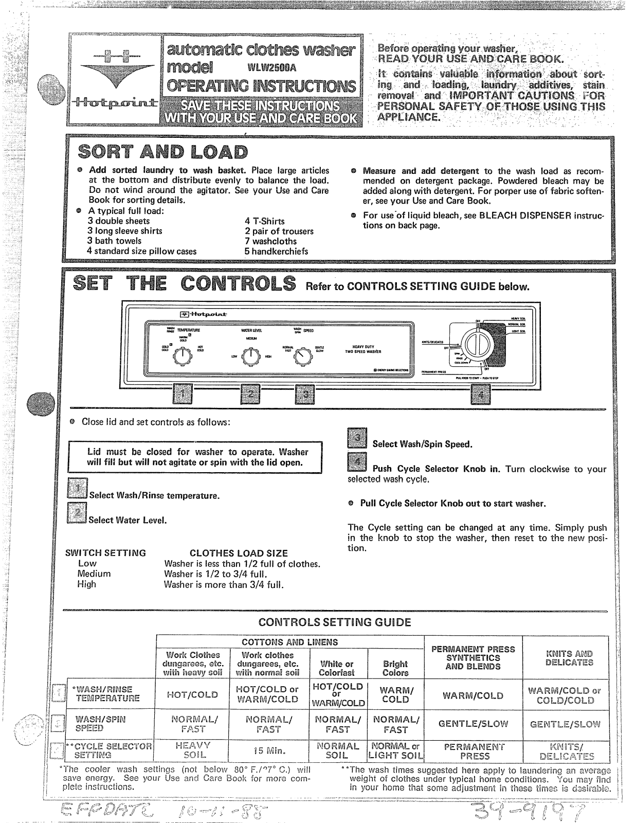 GE WLW2500A Operating Instructions - ManualMachine.com