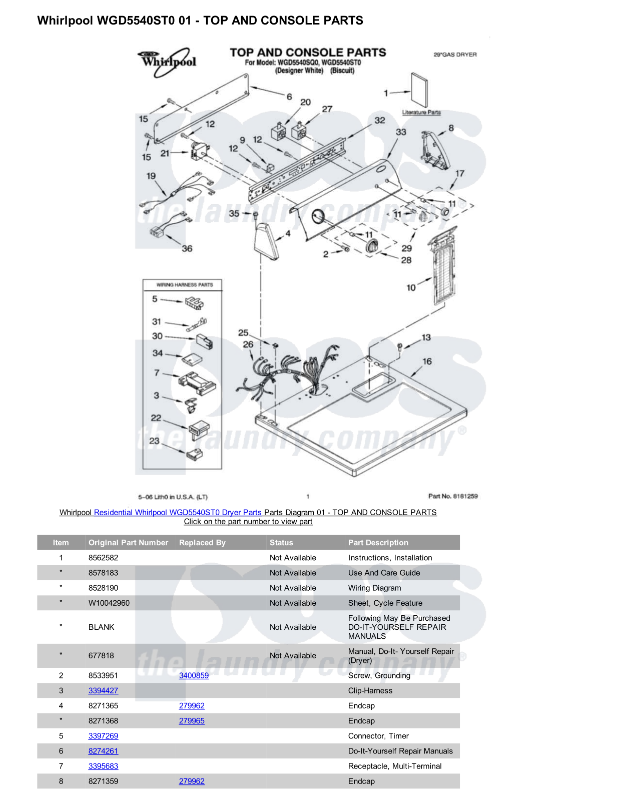 Whirlpool WGD5540ST0 Parts Diagram