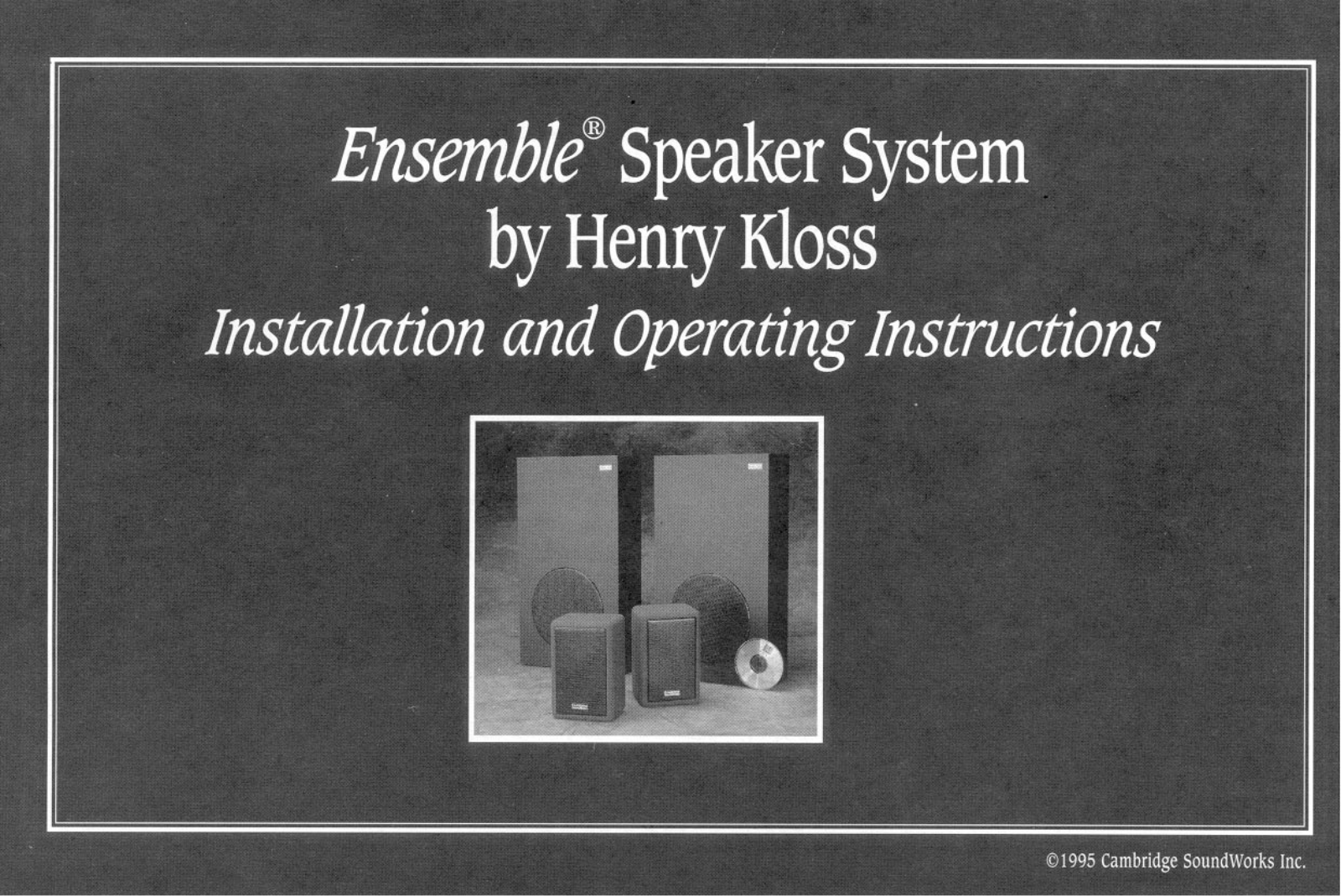 Cambridge Soundworks Ensemble I User Manual