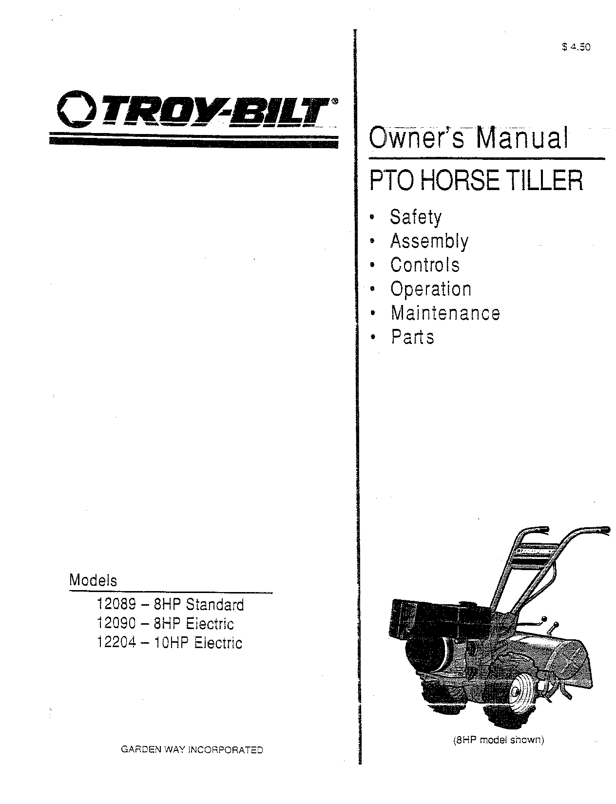 Troy-Bilt 12089, 12204, 12090-8HP, 12089-8HP, 12090 User Manual