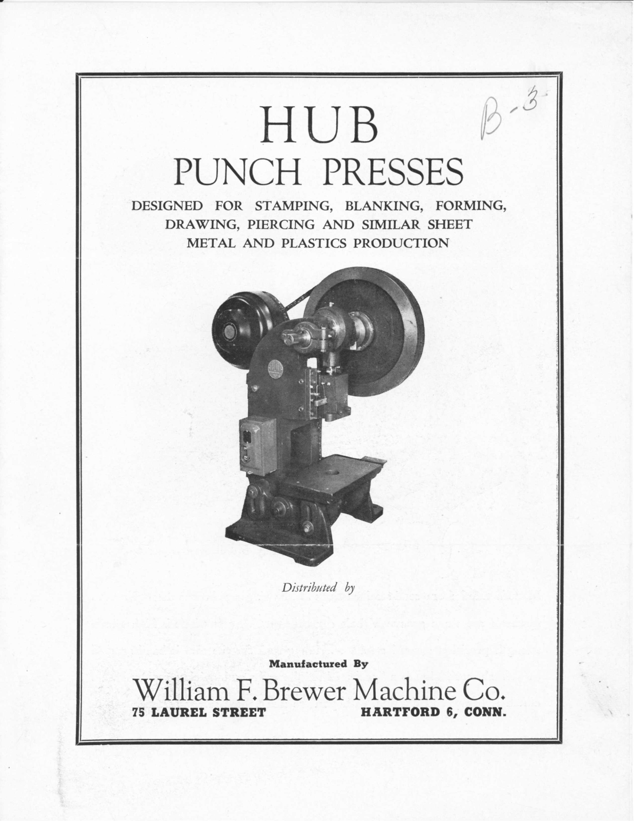 William F. Brewer Machine Hub Punch Presses Press - ManualMachine.com