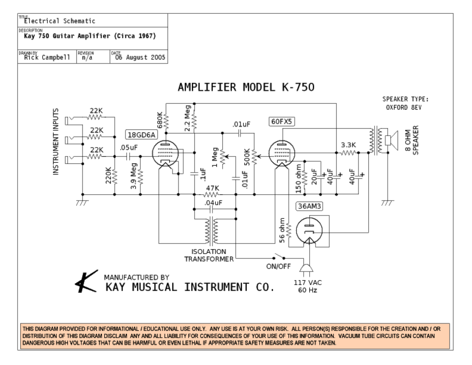 Kay 750 schematic