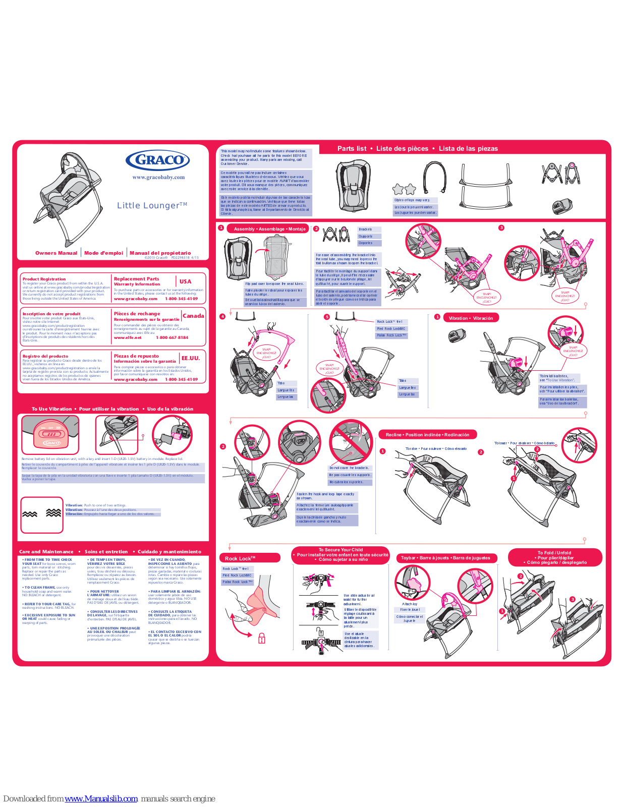 Graco Little Lounger Owner's Manual