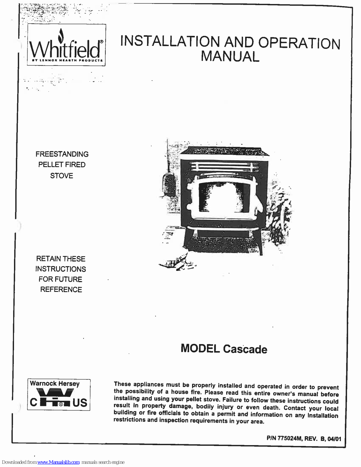 Whitfield Cascade Installation And Operation Manual