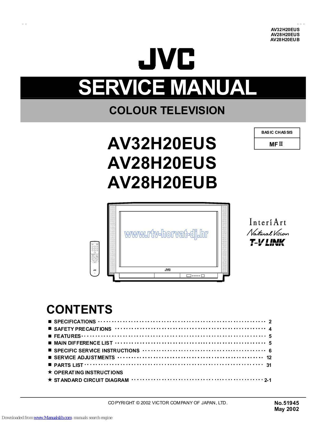 JVC InteriArt AV32H20EUS, InteriArt AV28H20EUB, InteriArt AV28H20EUS Service Manual