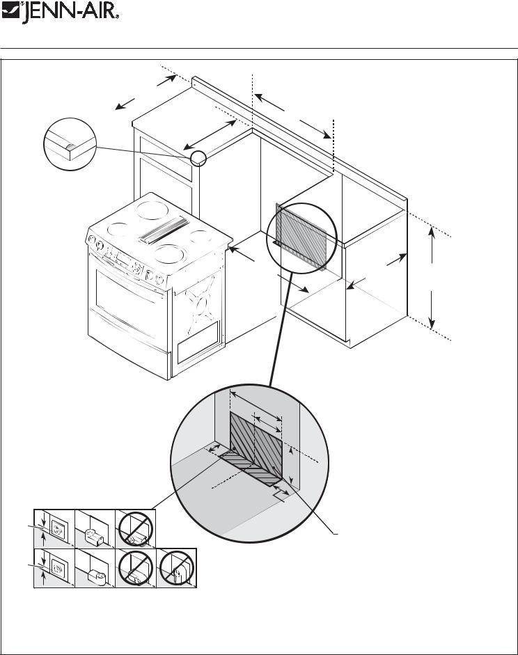 JENN-AIR JES9900BCB, JES9900BCS, JES9900BCW Dimension Guide