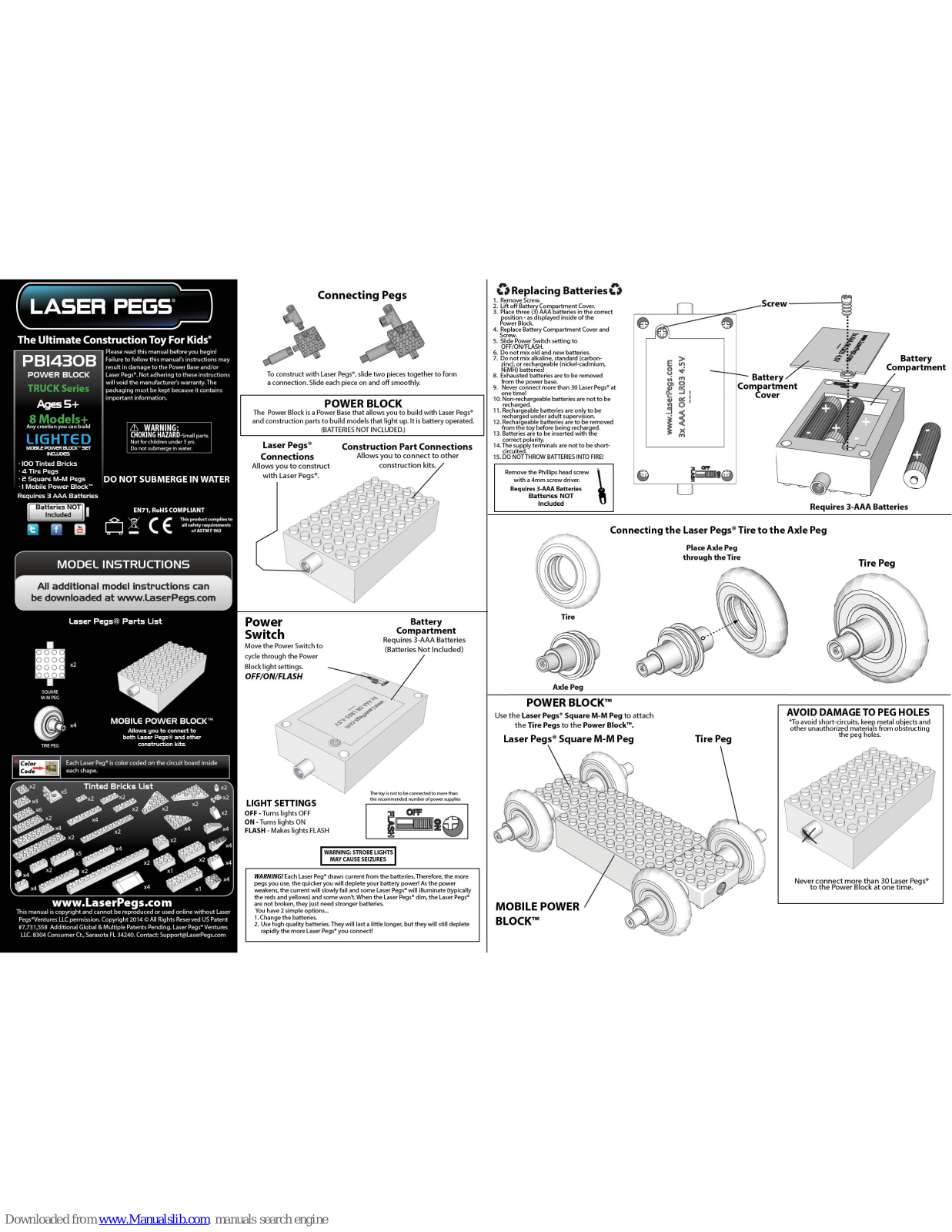 Laser Pegs PBI430B Power Block Model Instructions