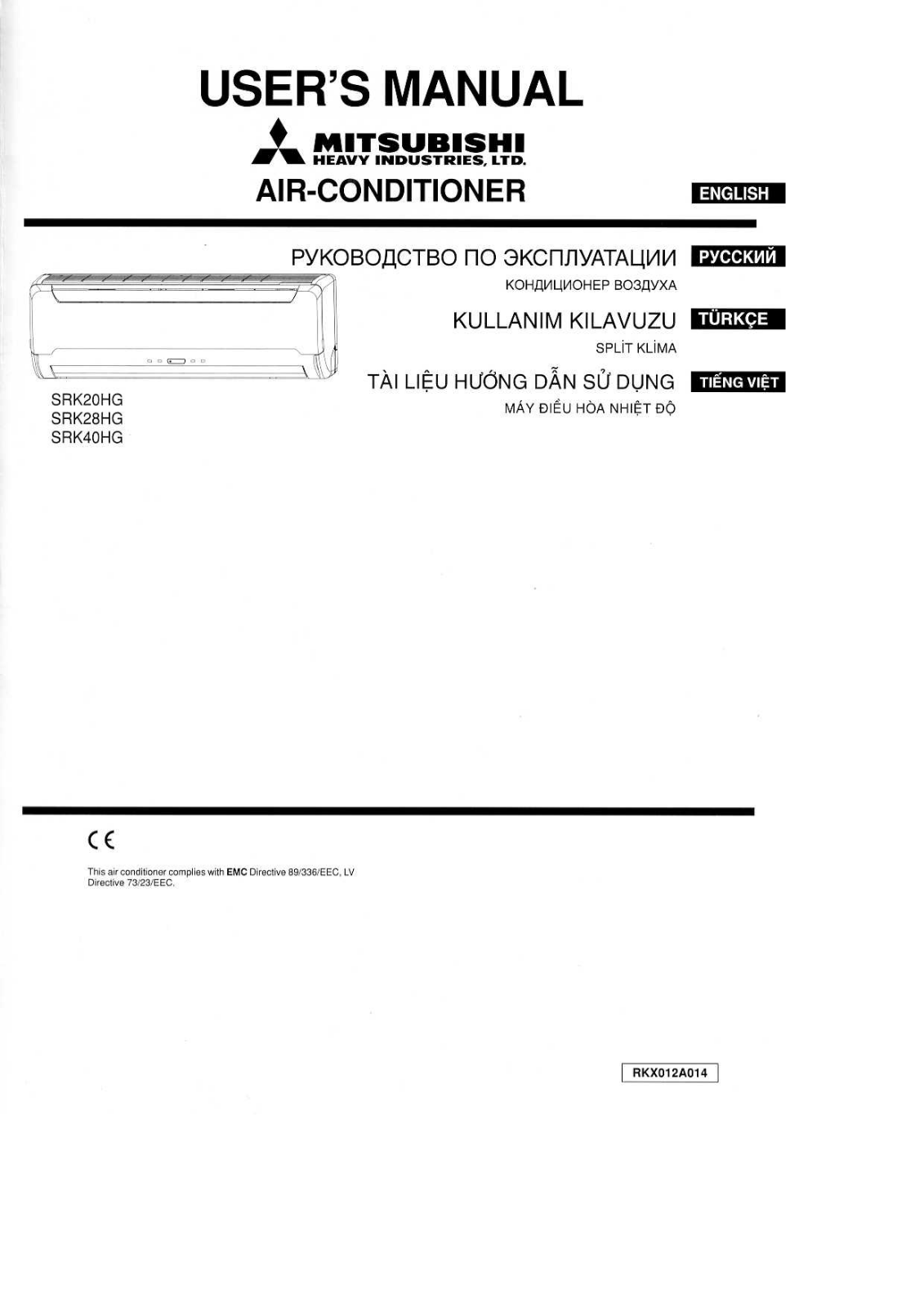 Mitsubishi Heavy SRK40 HG-S, Heavy SRK63 HE-S1, Heavy SRK28 HG-S, Heavy SRK20 HG-S User manual