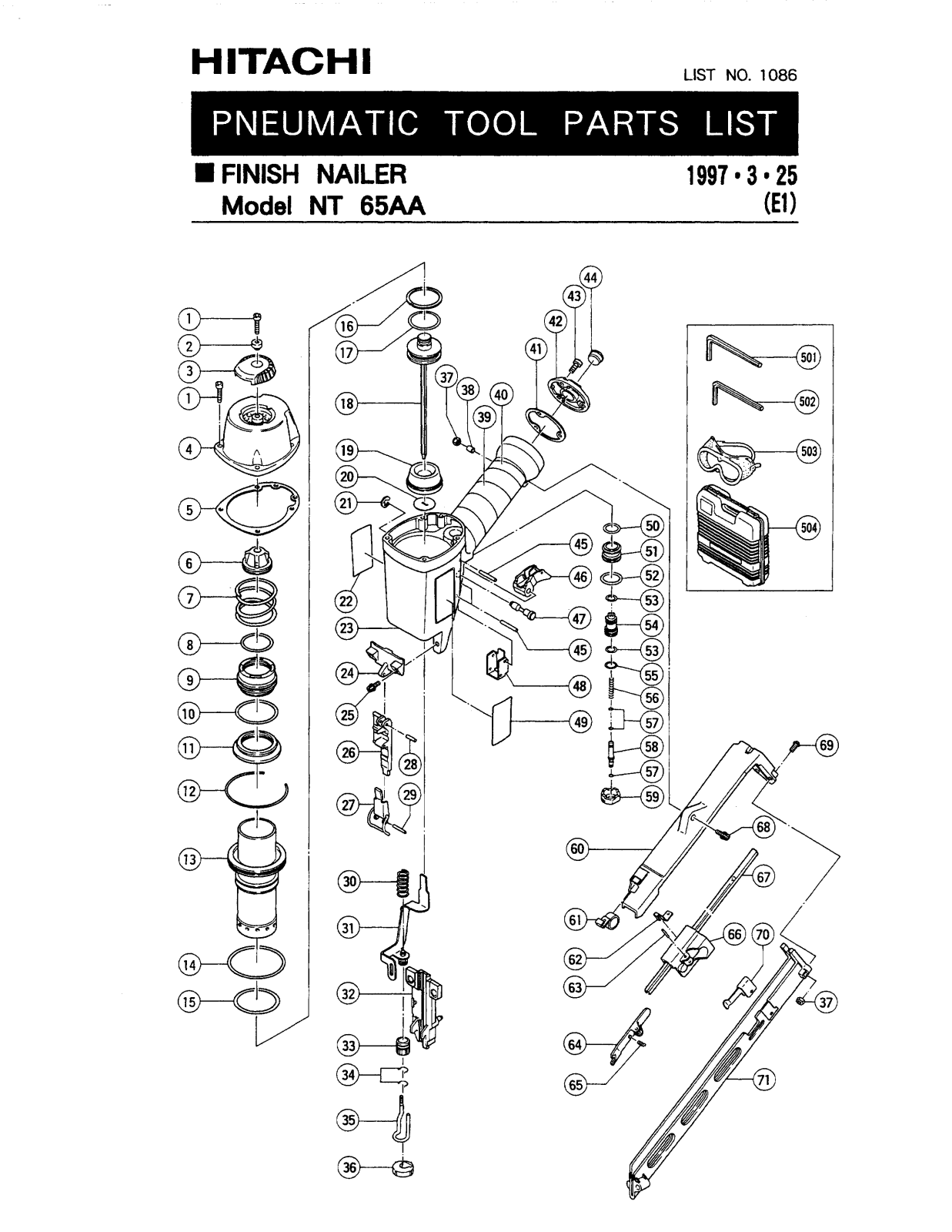 Hitachi NT65AA PARTS LIST