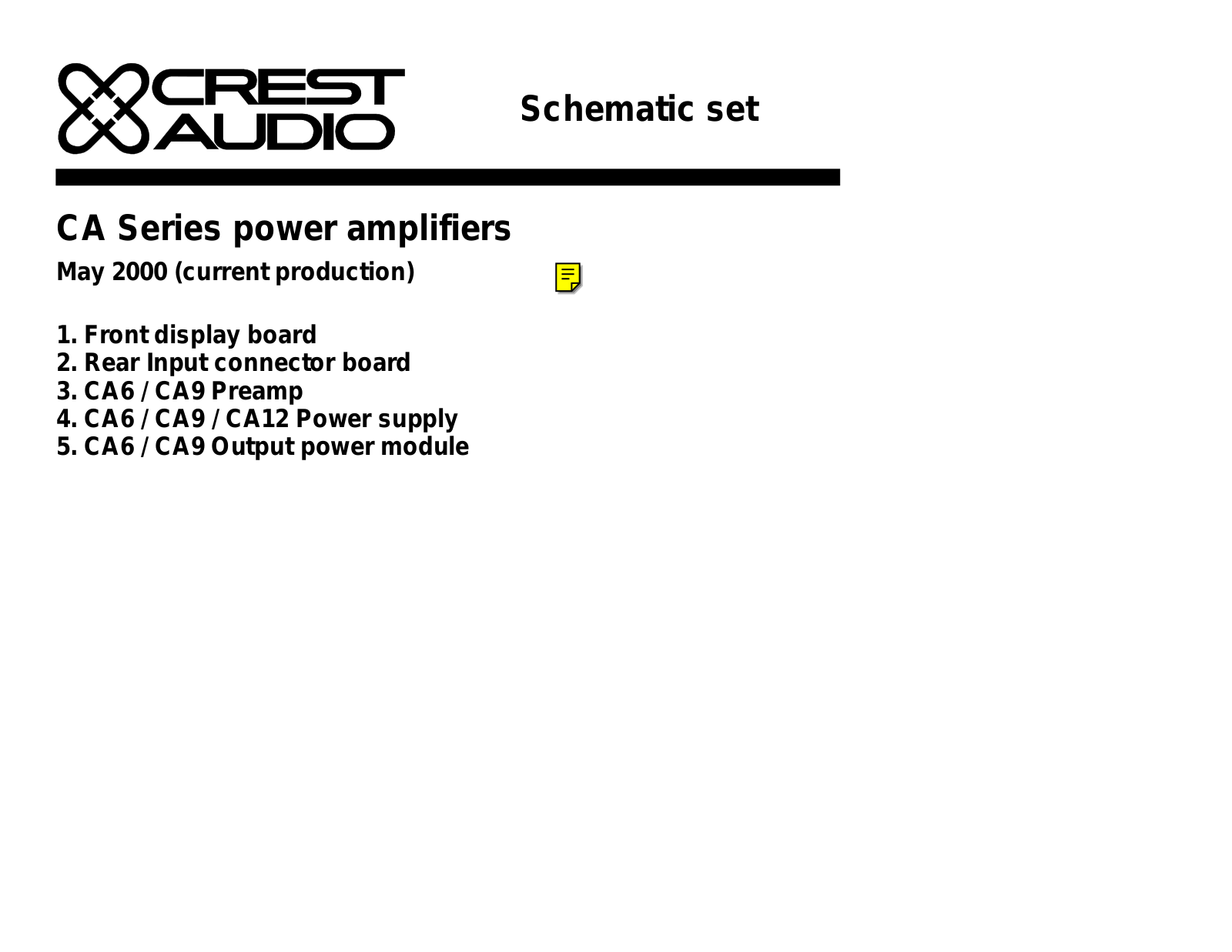 Crest Audio seire CA Schematic