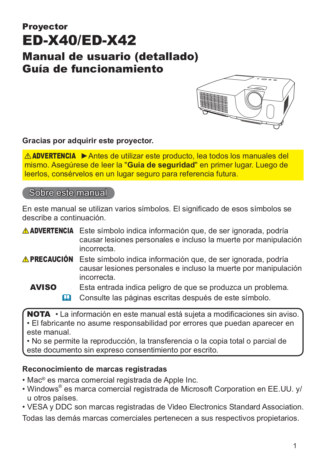 Hitachi ED-X42, ED-X40 User Manual