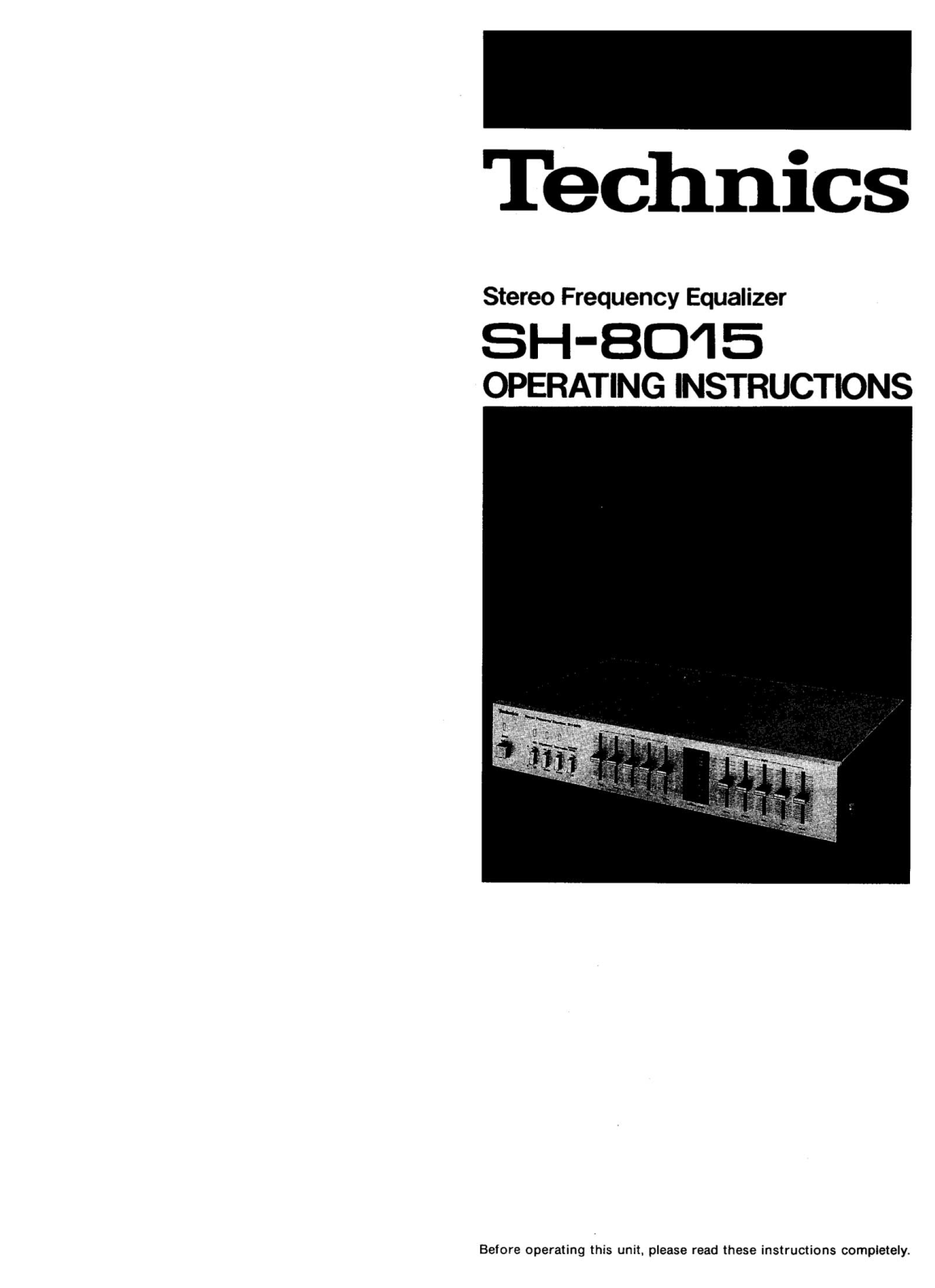 Technics SH-8015 Owners Manual