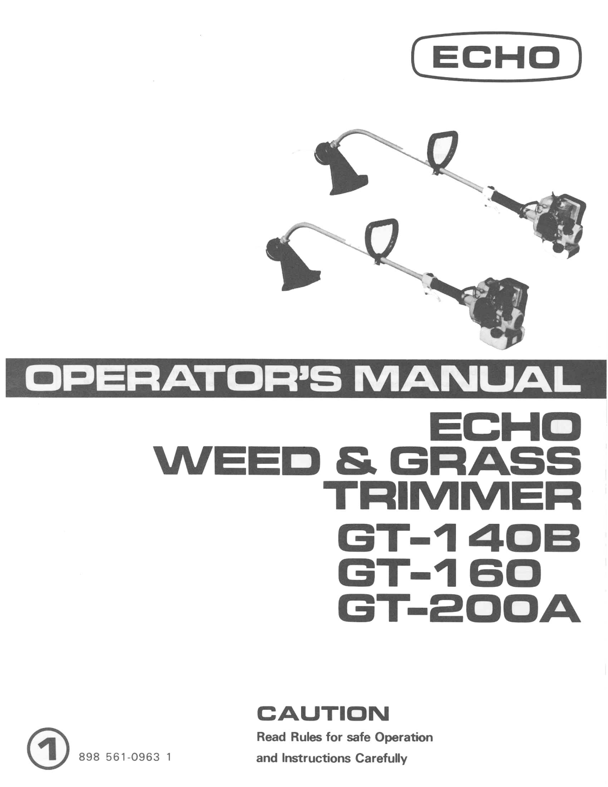 Echo GT-140B, GT-200A, GT-160 User Manual