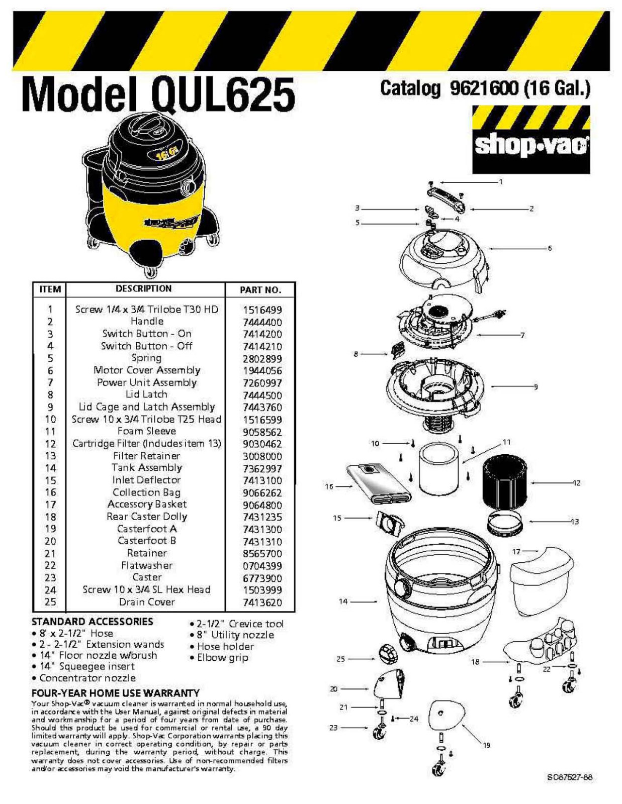 Shop Vac Qul625 Owner's Manual