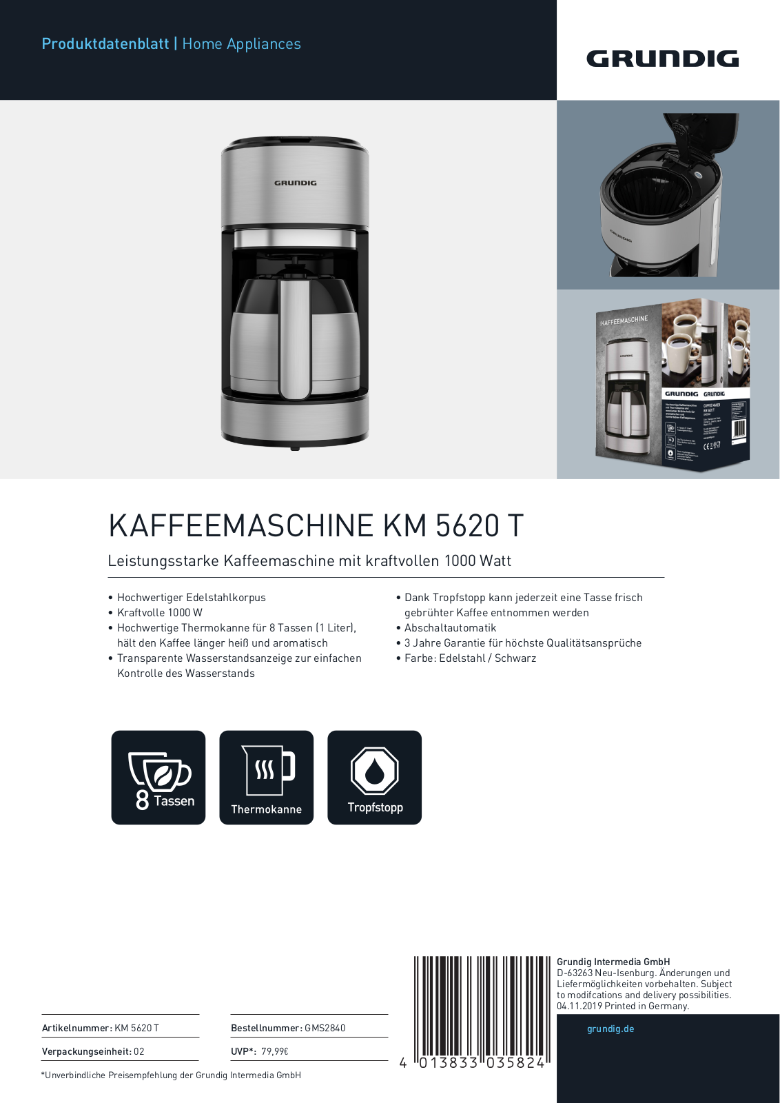 Grundig KM 5620 T Technical data - ManualMachine.com