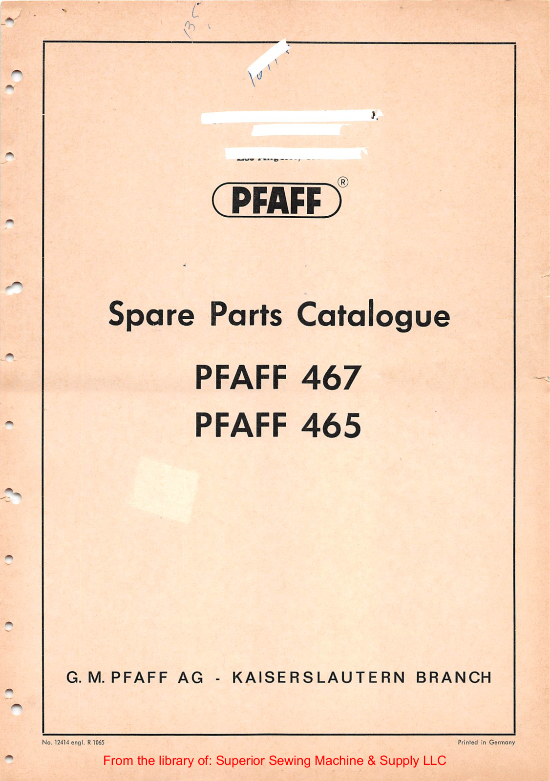 Pfaff 465, 467 Manual