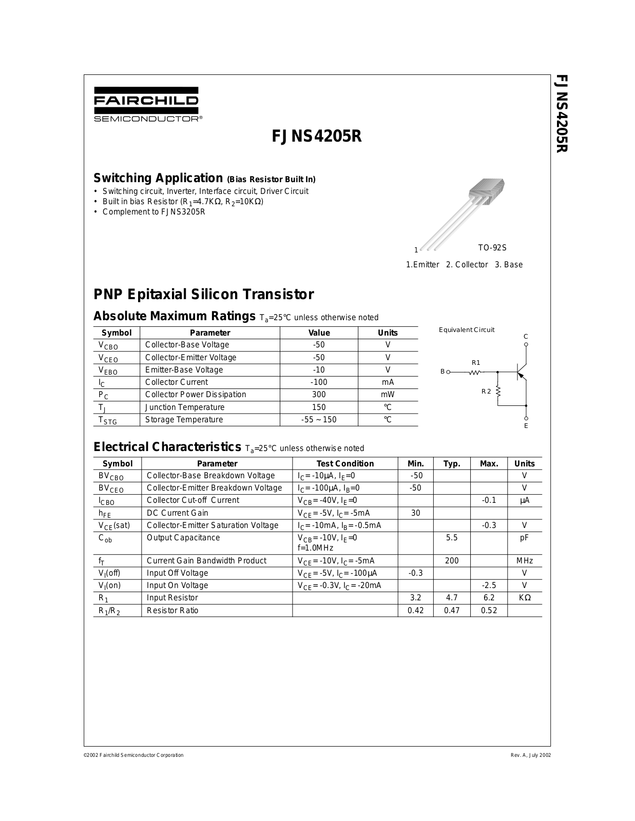 Fairchild Semiconductor FJNS4205R Datasheet