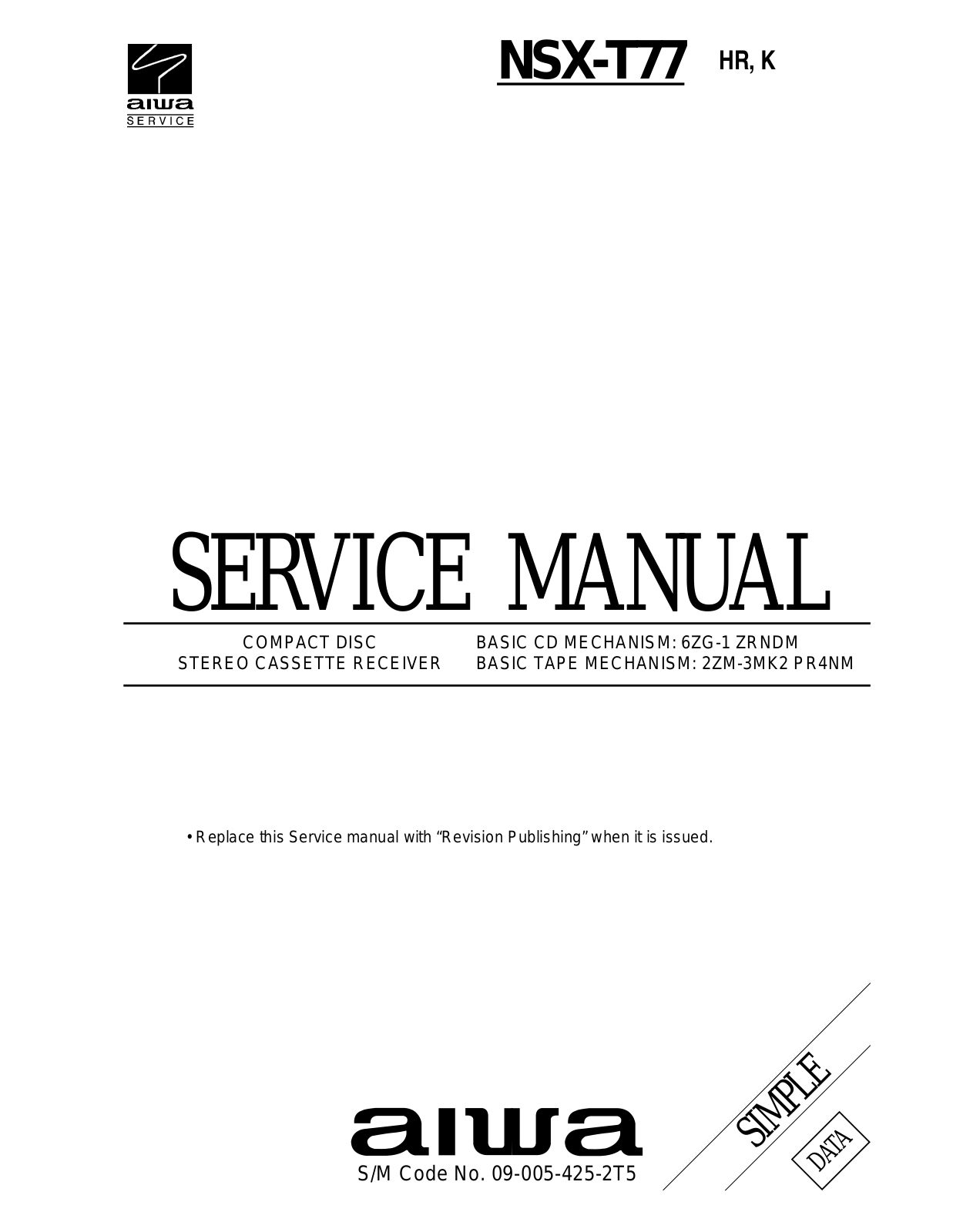 Aiwa NSX-T77 Service Manual
