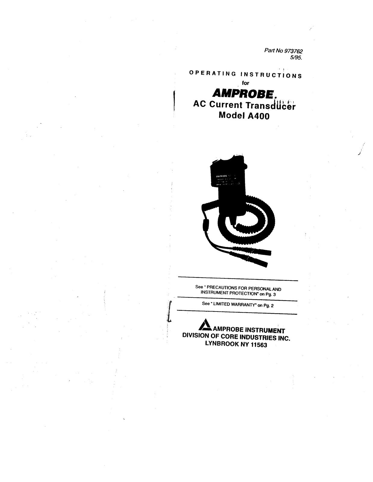 Amprobe 400-A Operating Manual