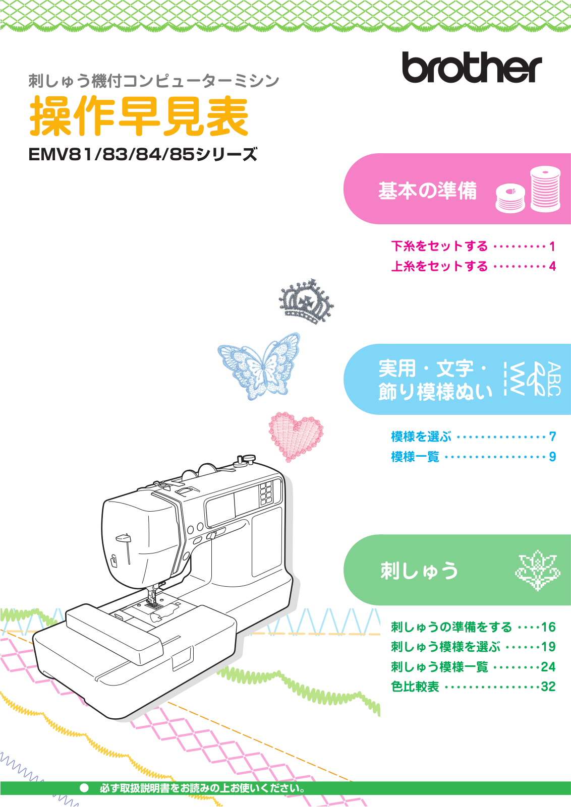 Brother EMV81 Operation chart