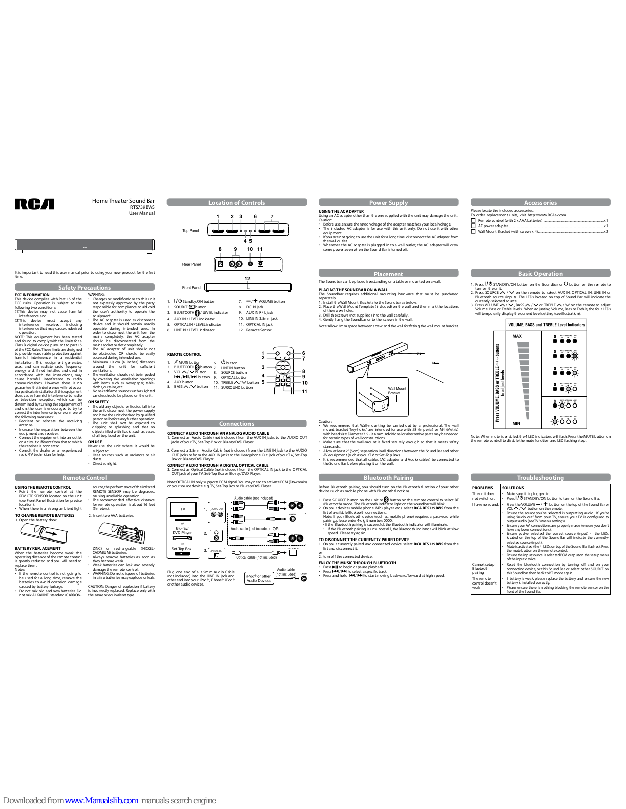 RCA RTS739BWS User Manual