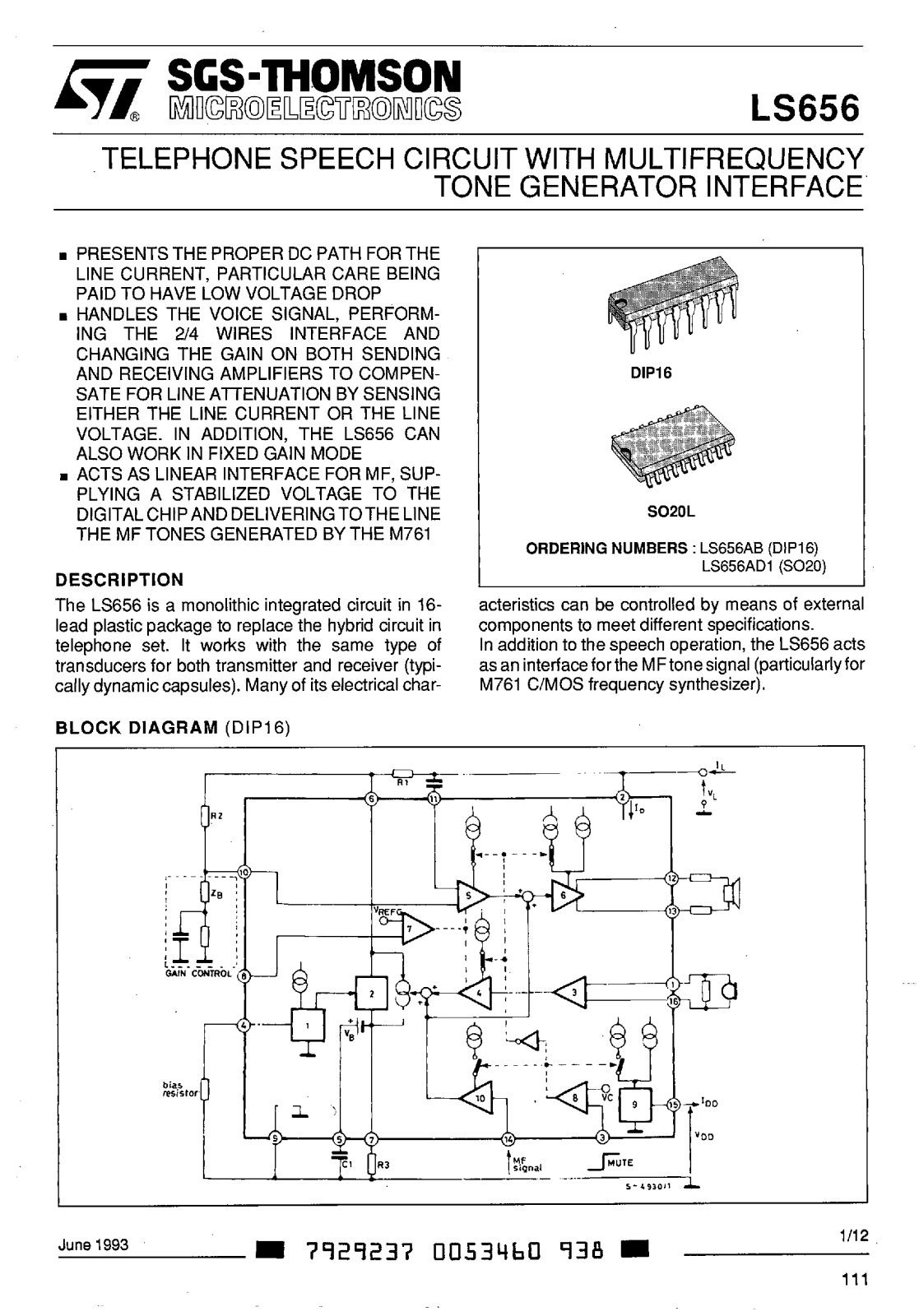 SGS Thomson Microelectronics LS656AD1 Datasheet