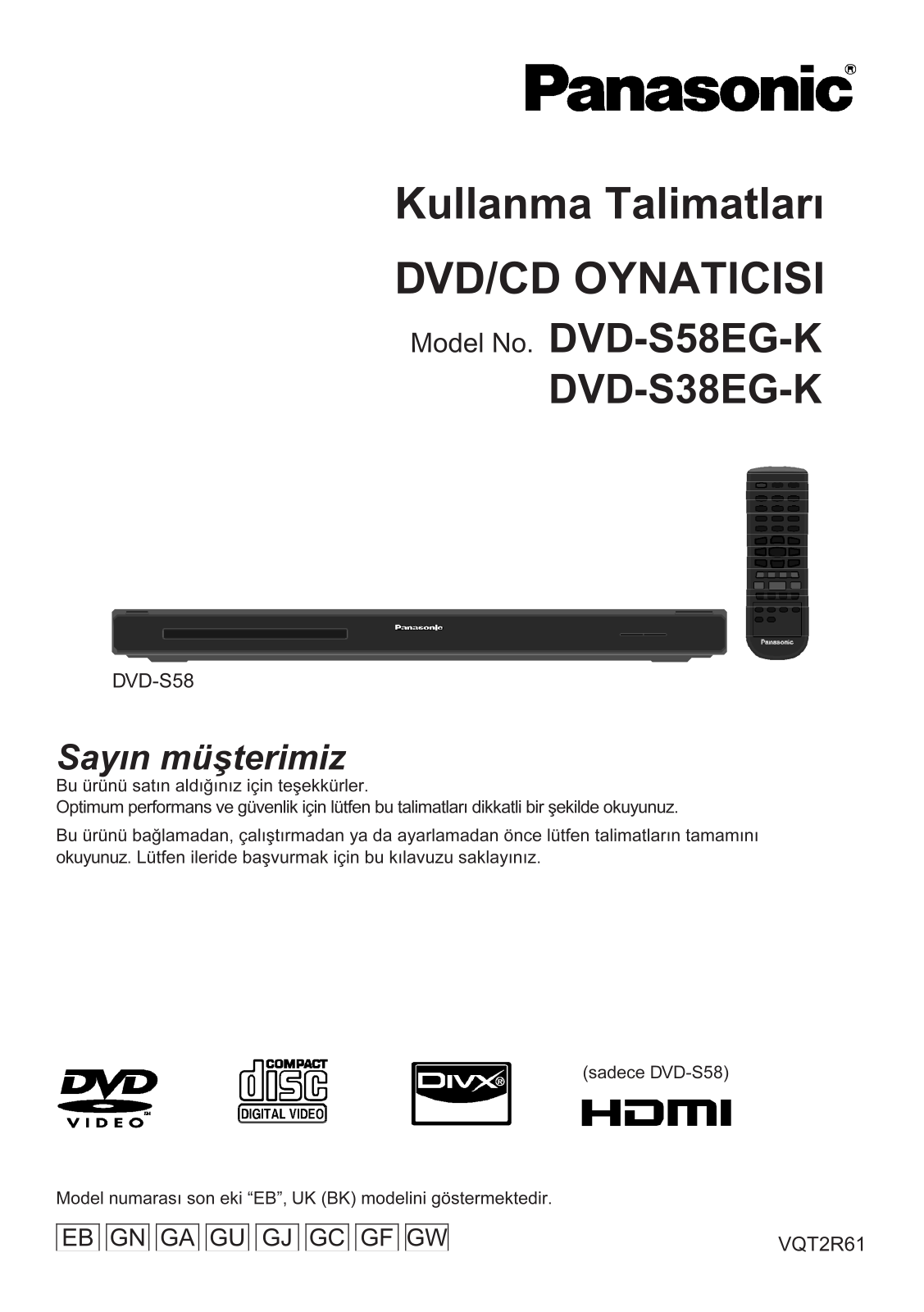 Panasonic DVD-S58EG-K, DVD-S38EG-K User Manual