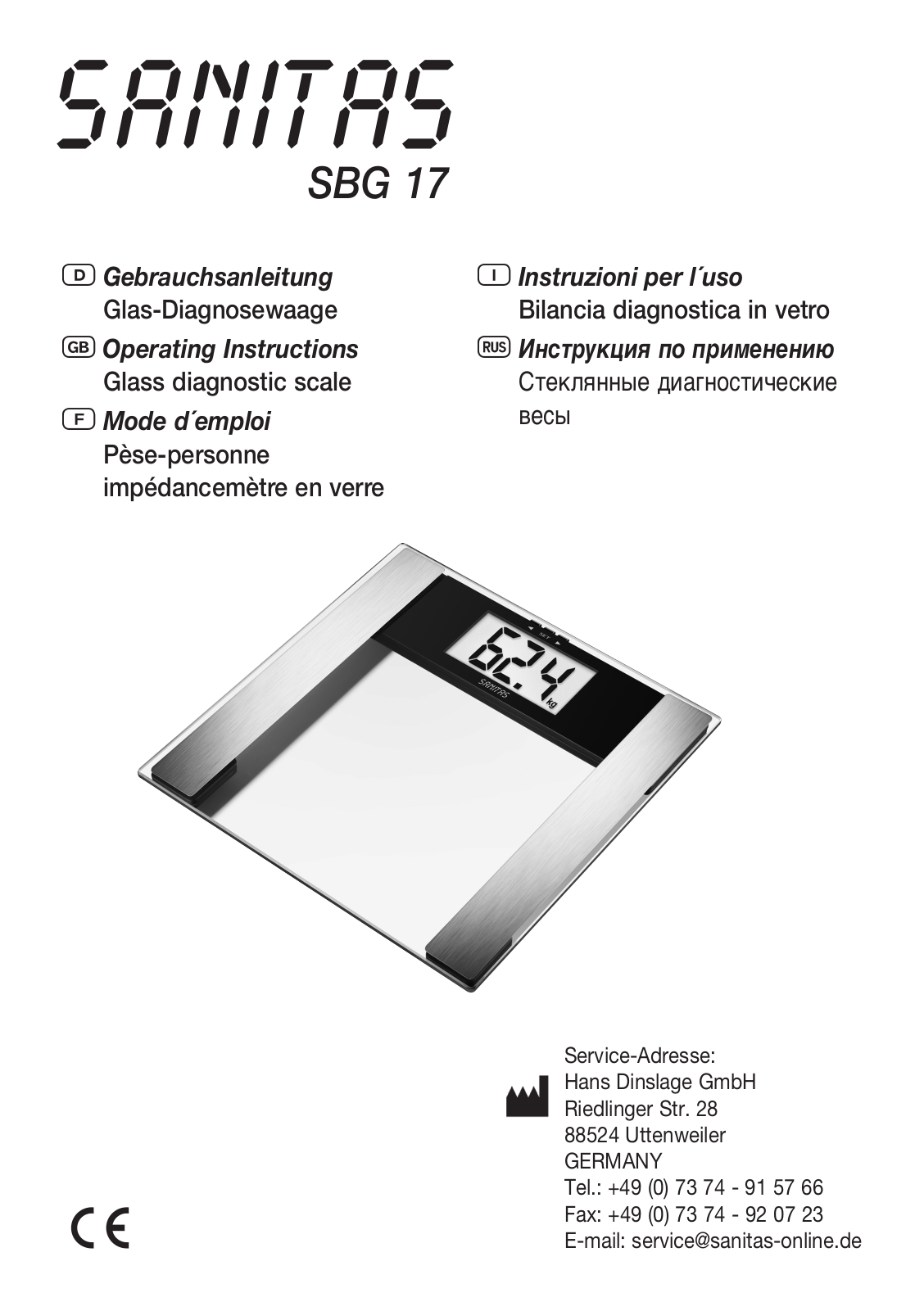 Sanitas SBG 17 User Manual