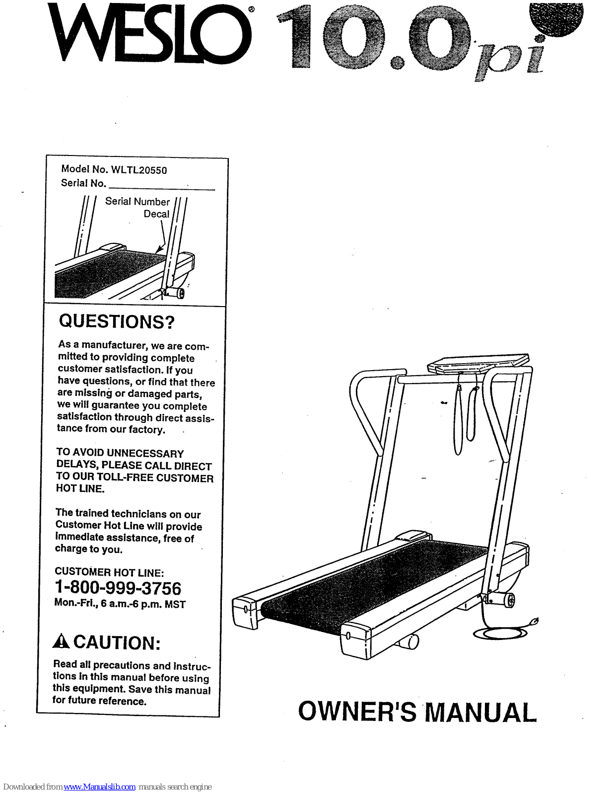 Weslo Cadence 10.0 P.i. User Manual