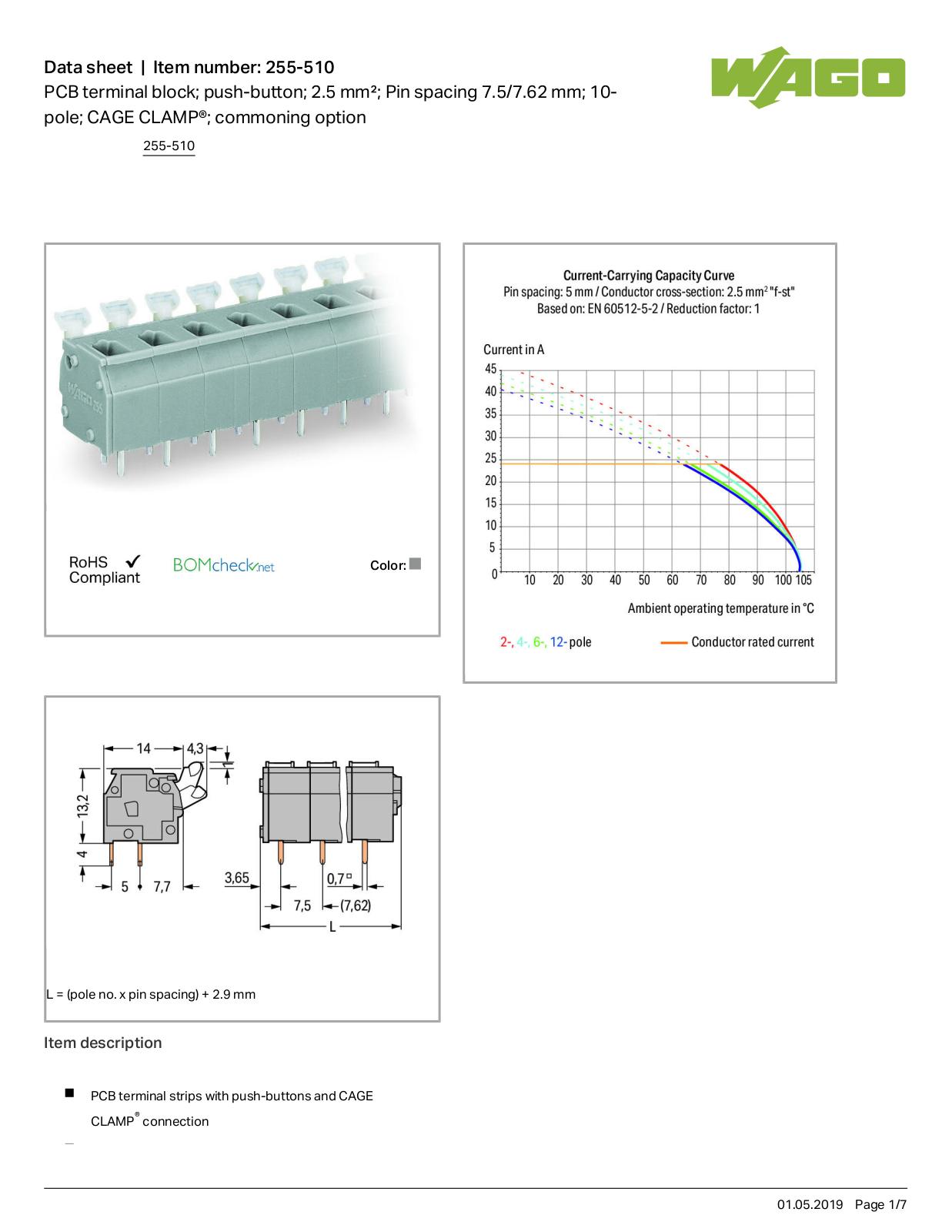 Wago 255-510 Data Sheet