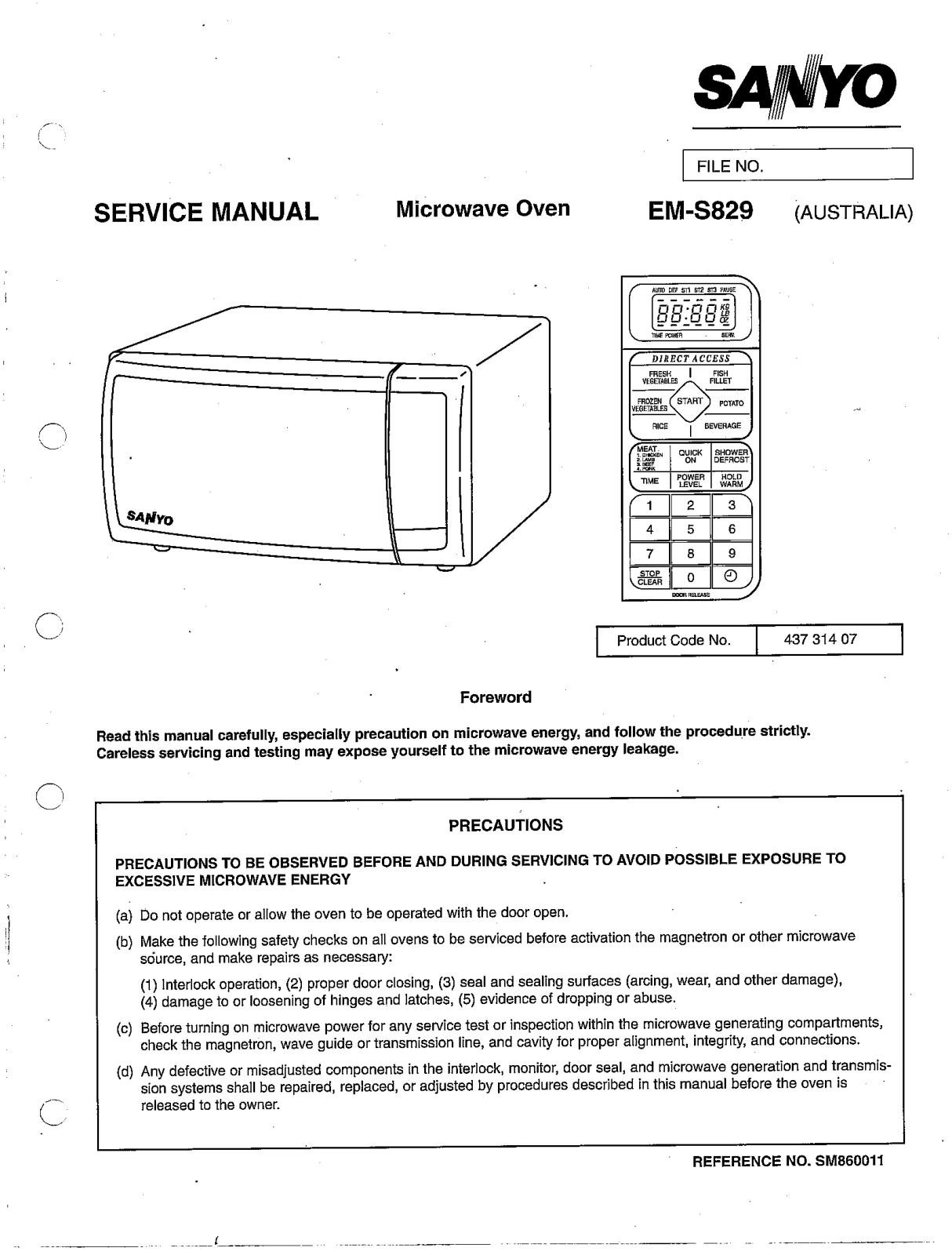 Sanyo EM-s829 Schematic