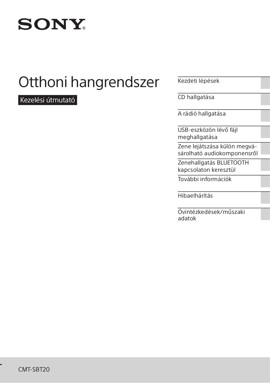 Sony CMT-SBT20 User Manual