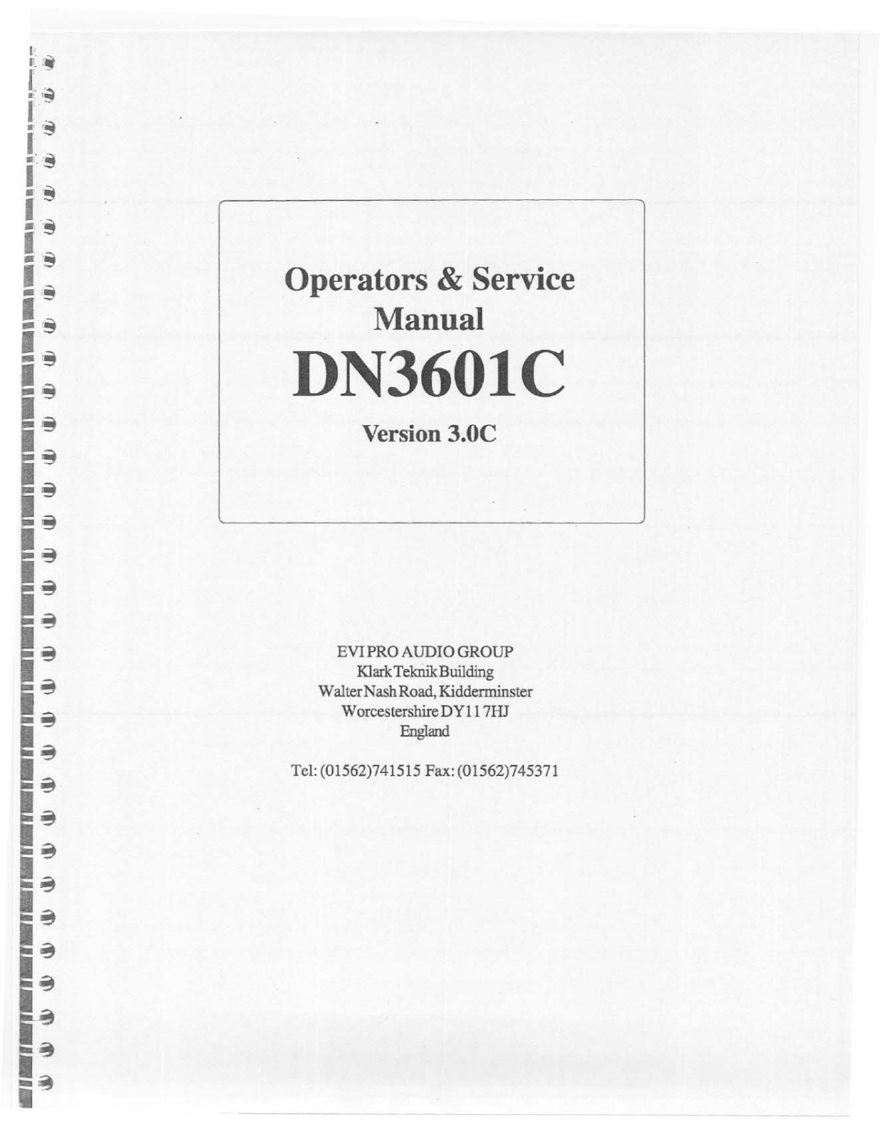 Klark Teknik dn3601c User Manual