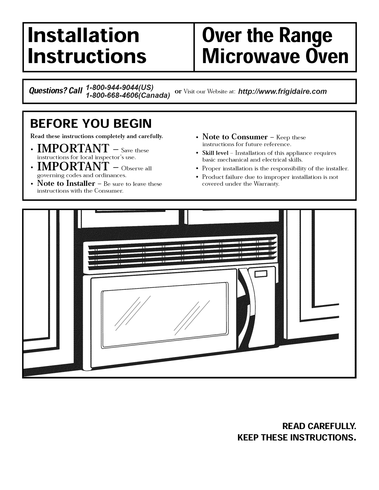 Frigidaire CFMV157GBA, CFMV157GCA, CFMV157GMA, CFMV157GQA, CFMV157GSA Installation Guide - ManualMachine.com