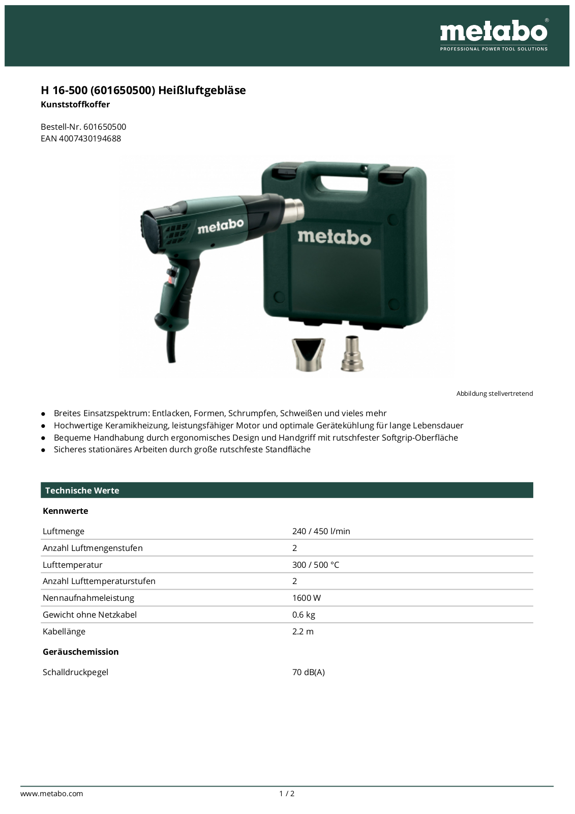 Metabo H 16-500 User Manual