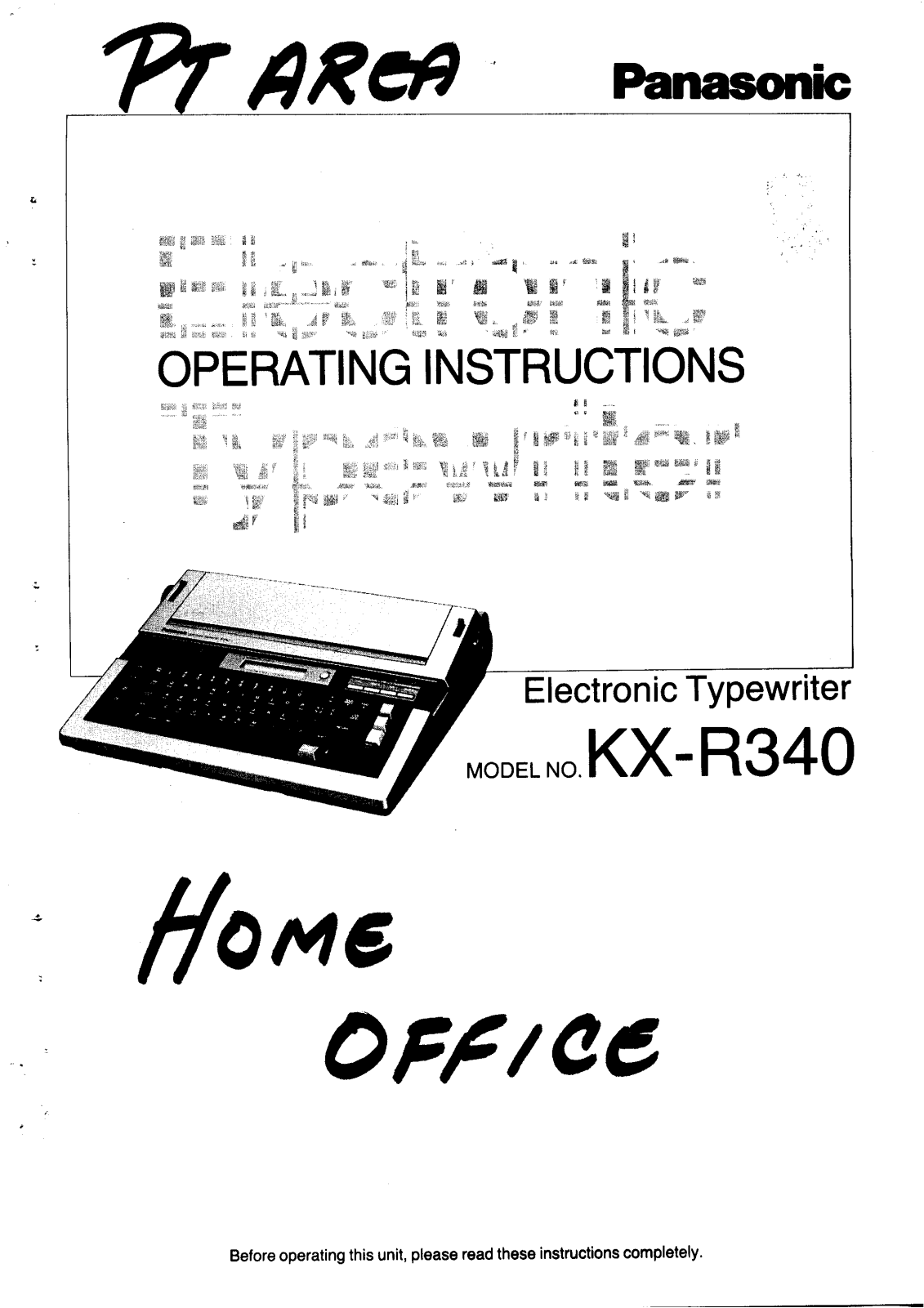 Panasonic kx-r340 Operation Manual