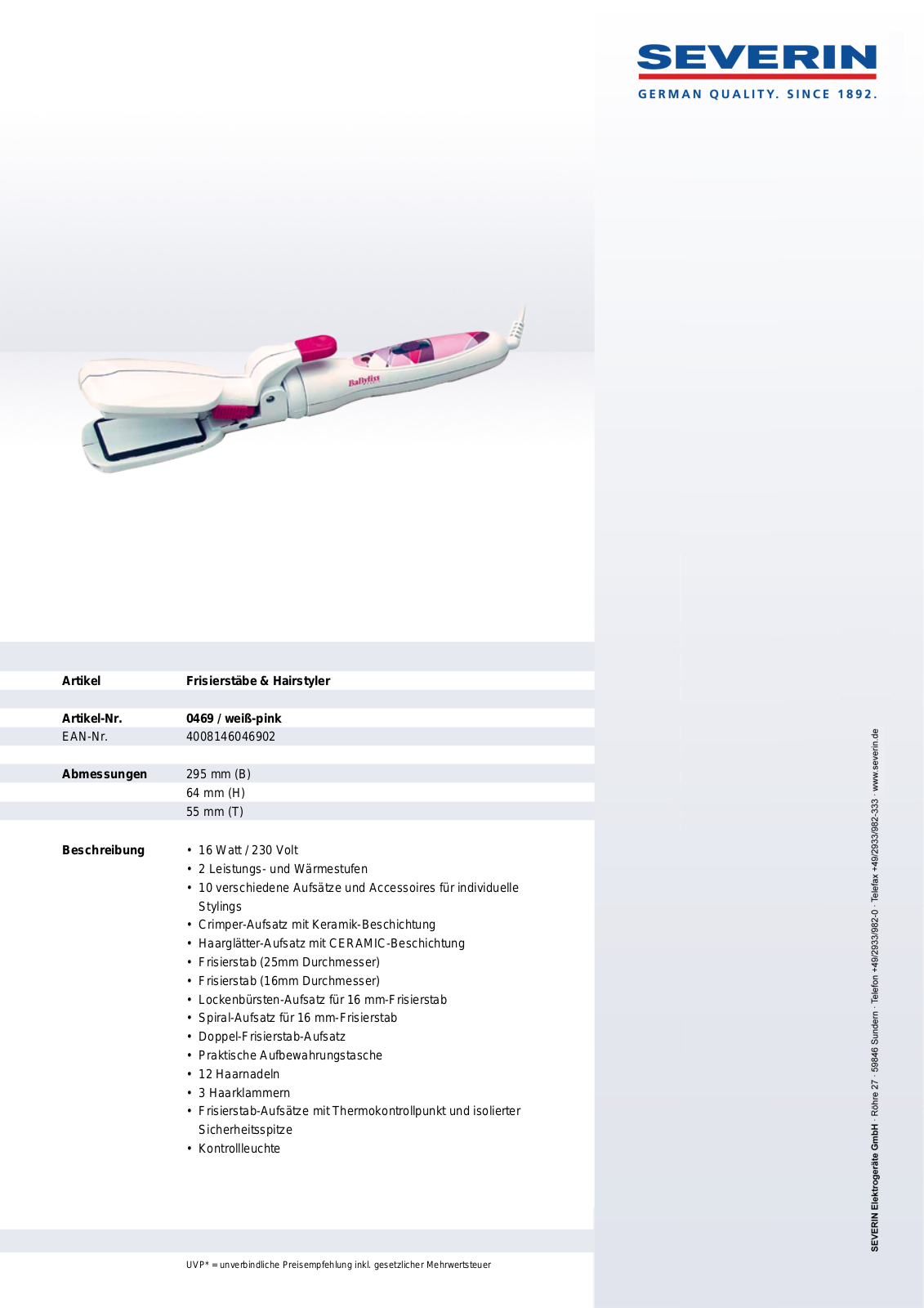 Severin 0469 DATASHEET - ManualMachine.com