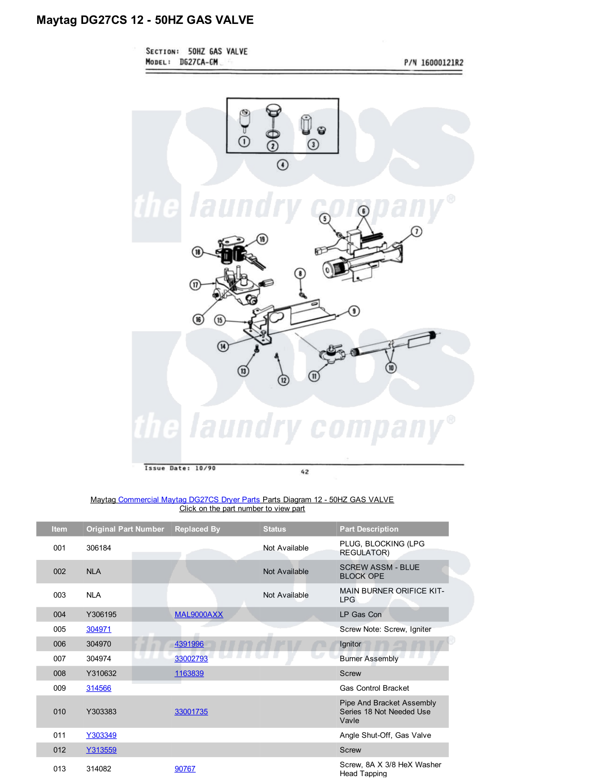 Maytag DG27CS Parts Diagram